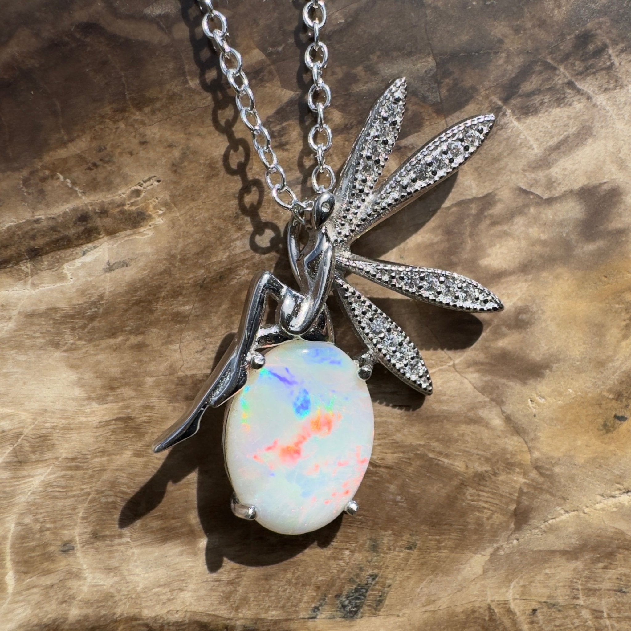 2ct Coober Pedy Opal Pendant Necklace ~ 'Flinders Chase Fairy' | 925 Sterling Silver | Solid Australian Opal