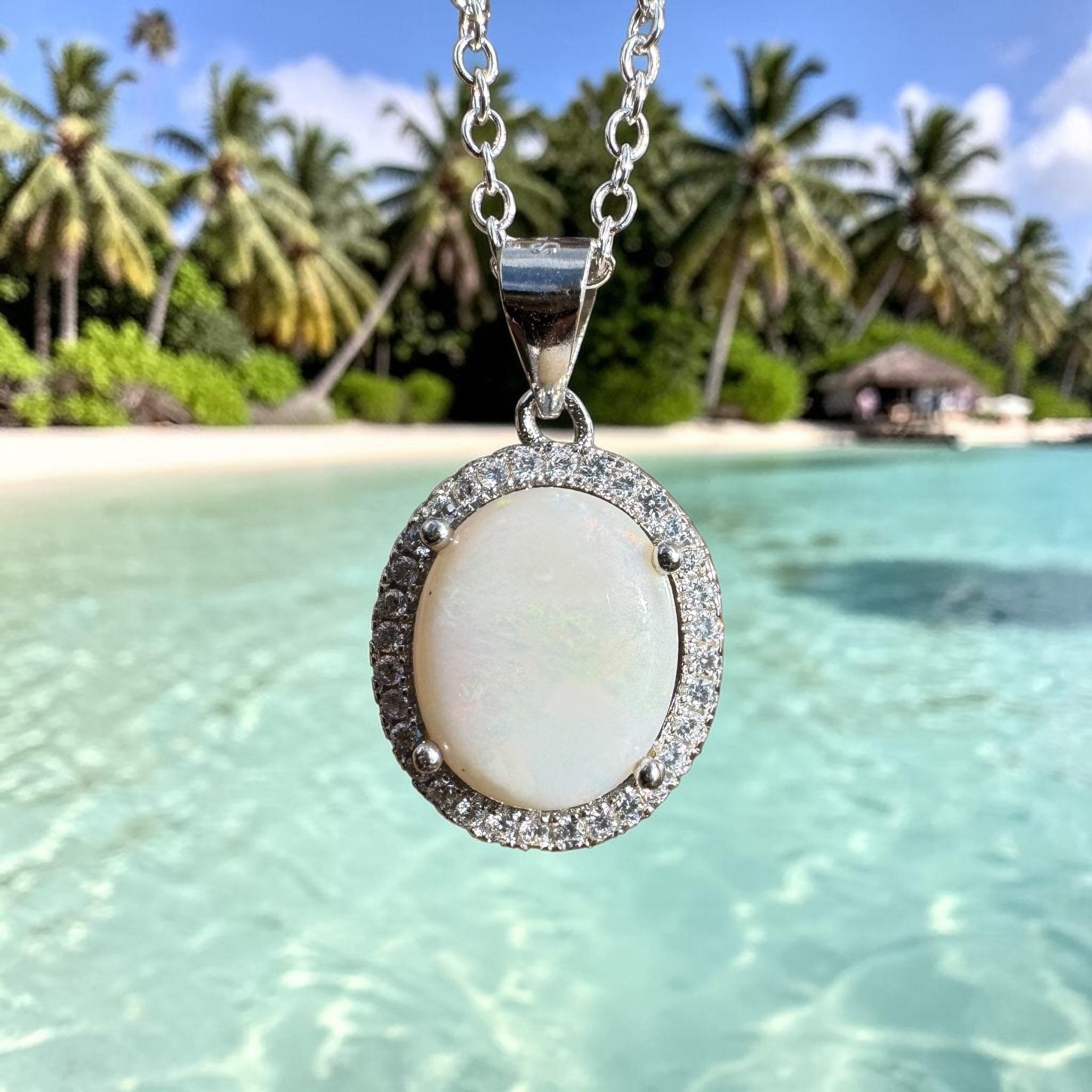2ct Coober Pedy Opal Pendant Necklace ~ 'Gibber Glow' | 925 Sterling Silver | Solid Australian Opal