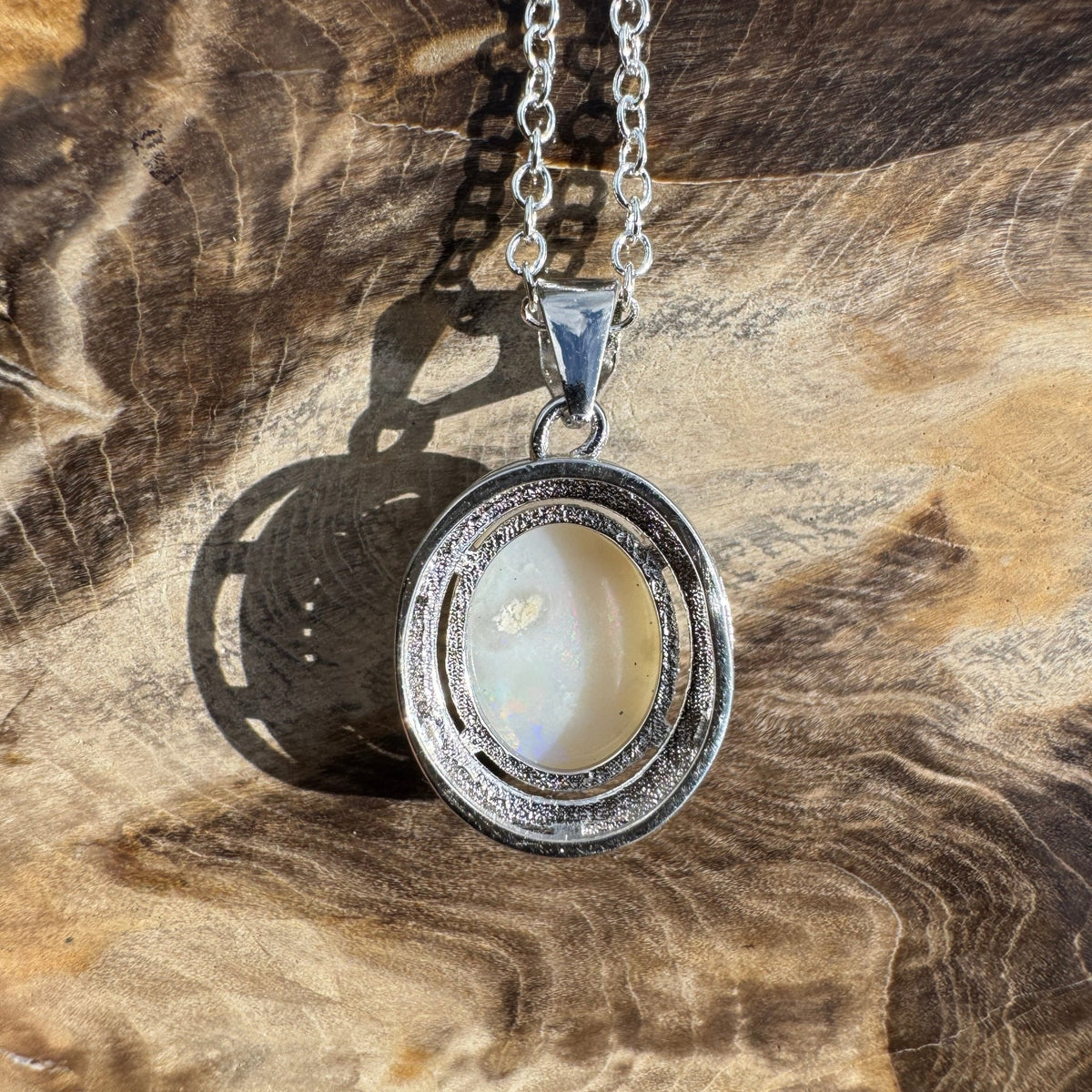 2ct Coober Pedy Opal Pendant Necklace ~ 'Gibber Glow' | 925 Sterling Silver | Solid Australian Opal