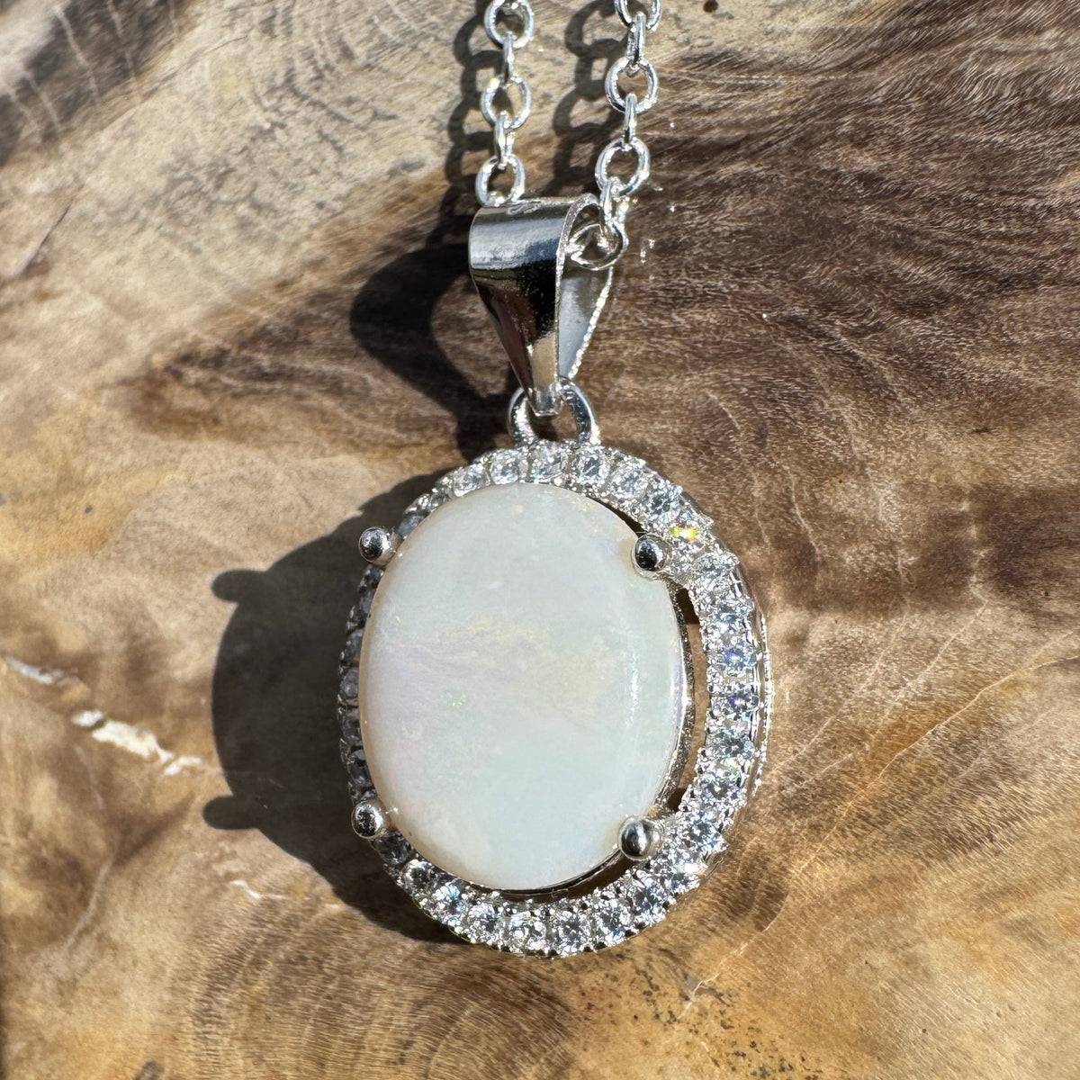 2ct Coober Pedy Opal Pendant Necklace ~ 'Gibber Glow' | 925 Sterling Silver | Solid Australian Opal