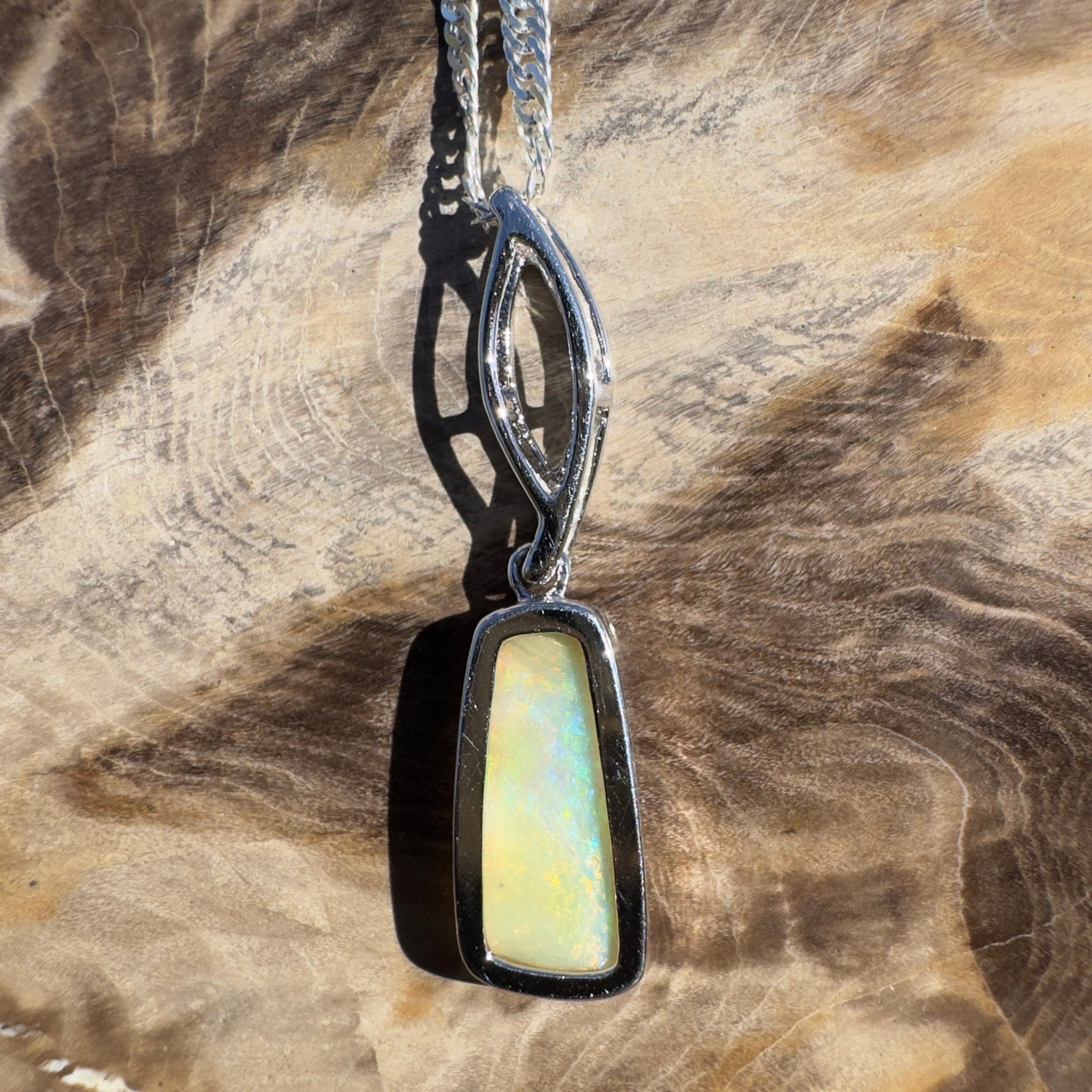 2ct Coober Pedy Opal Pendant Necklace ~ 'Greenmount Tide' | 925 Sterling Silver | Solid Australian Opal