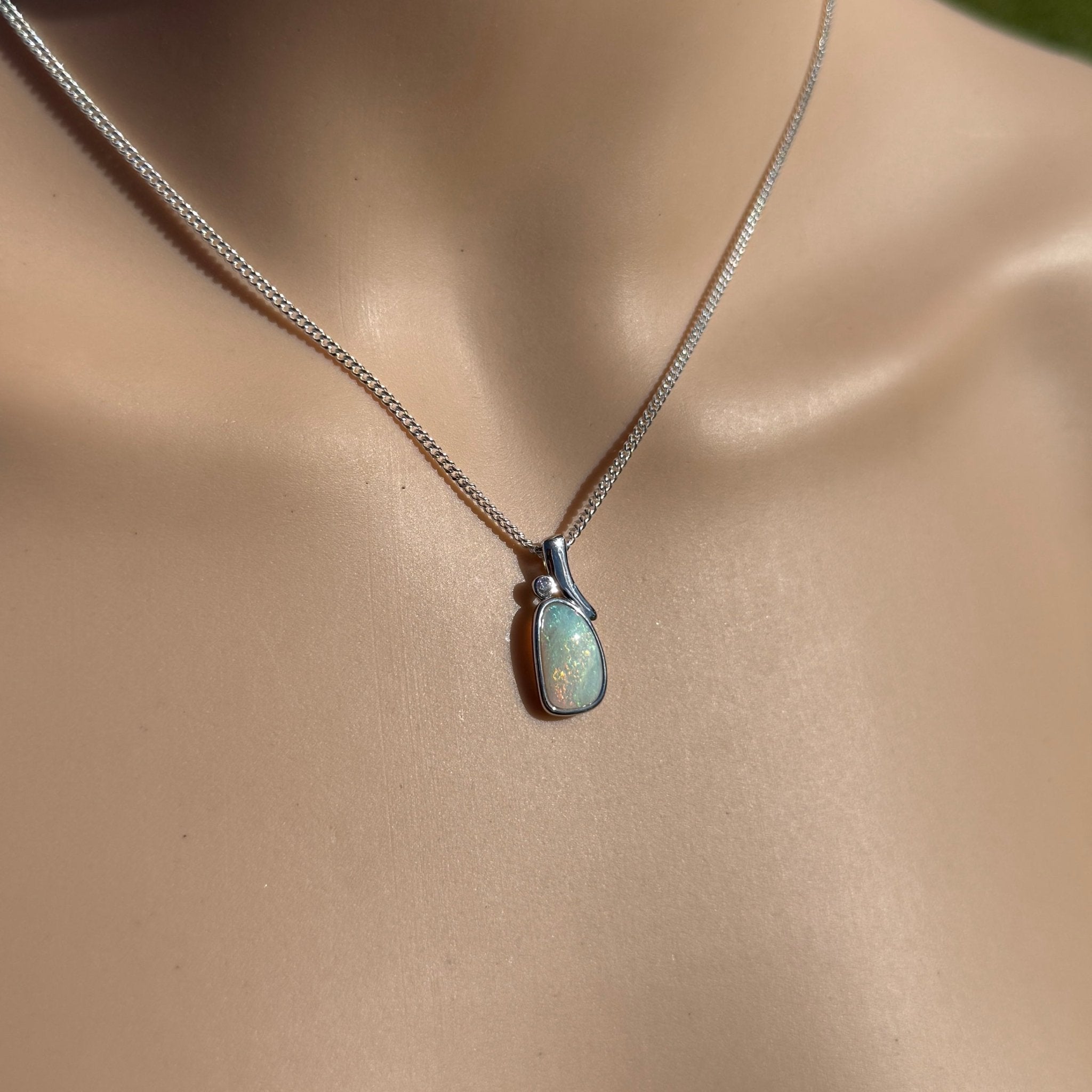 2ct Coober Pedy Opal Pendant Necklace ~ 'Hawker Highlands Fire' | 925 Sterling Silver | Solid Australian Opal