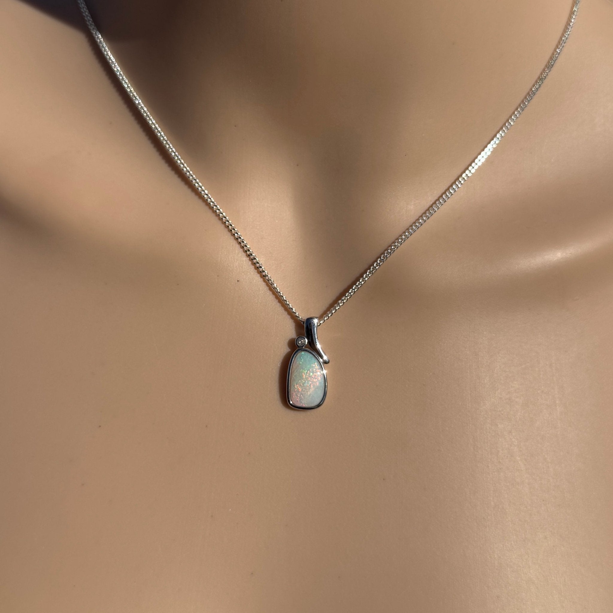 2ct Coober Pedy Opal Pendant Necklace ~ 'Hawker Highlands Fire' | 925 Sterling Silver | Solid Australian Opal