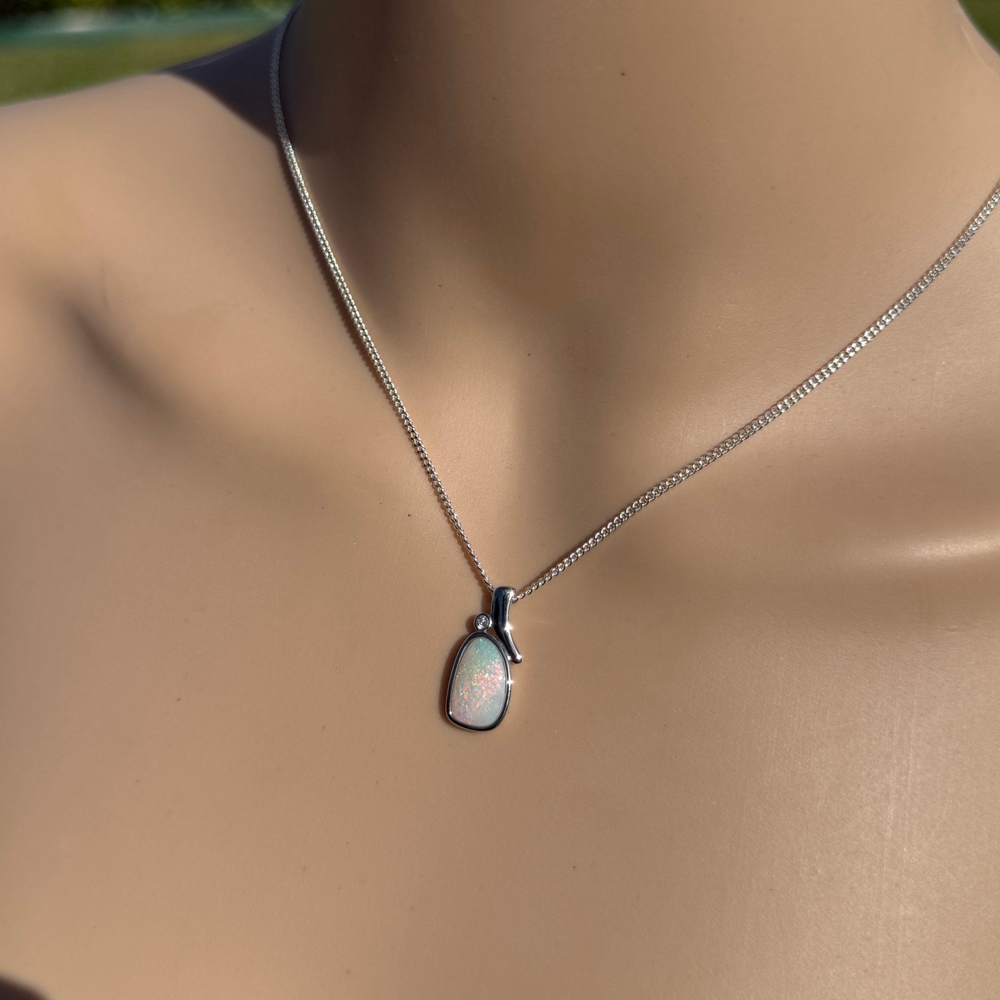 2ct Coober Pedy Opal Pendant Necklace ~ 'Hawker Highlands Fire' | 925 Sterling Silver | Solid Australian Opal