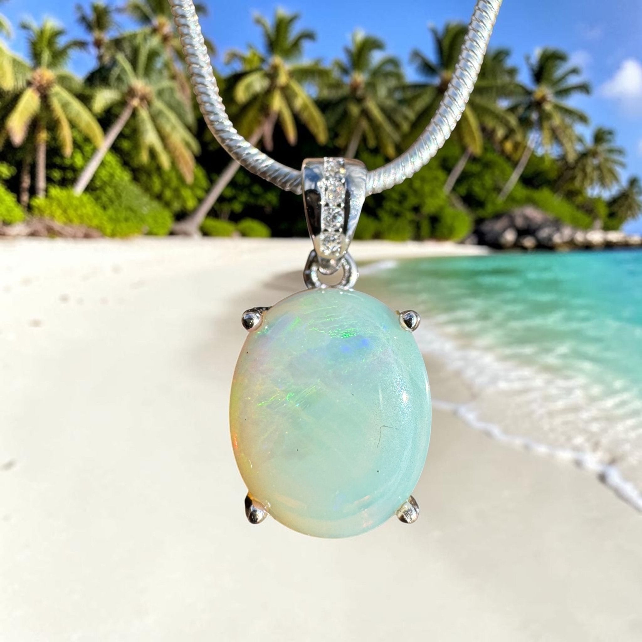 2ct Coober Pedy Opal Pendant Necklace ~ 'South Plains Fire' | 925 Sterling Silver | Solid Australian Opal