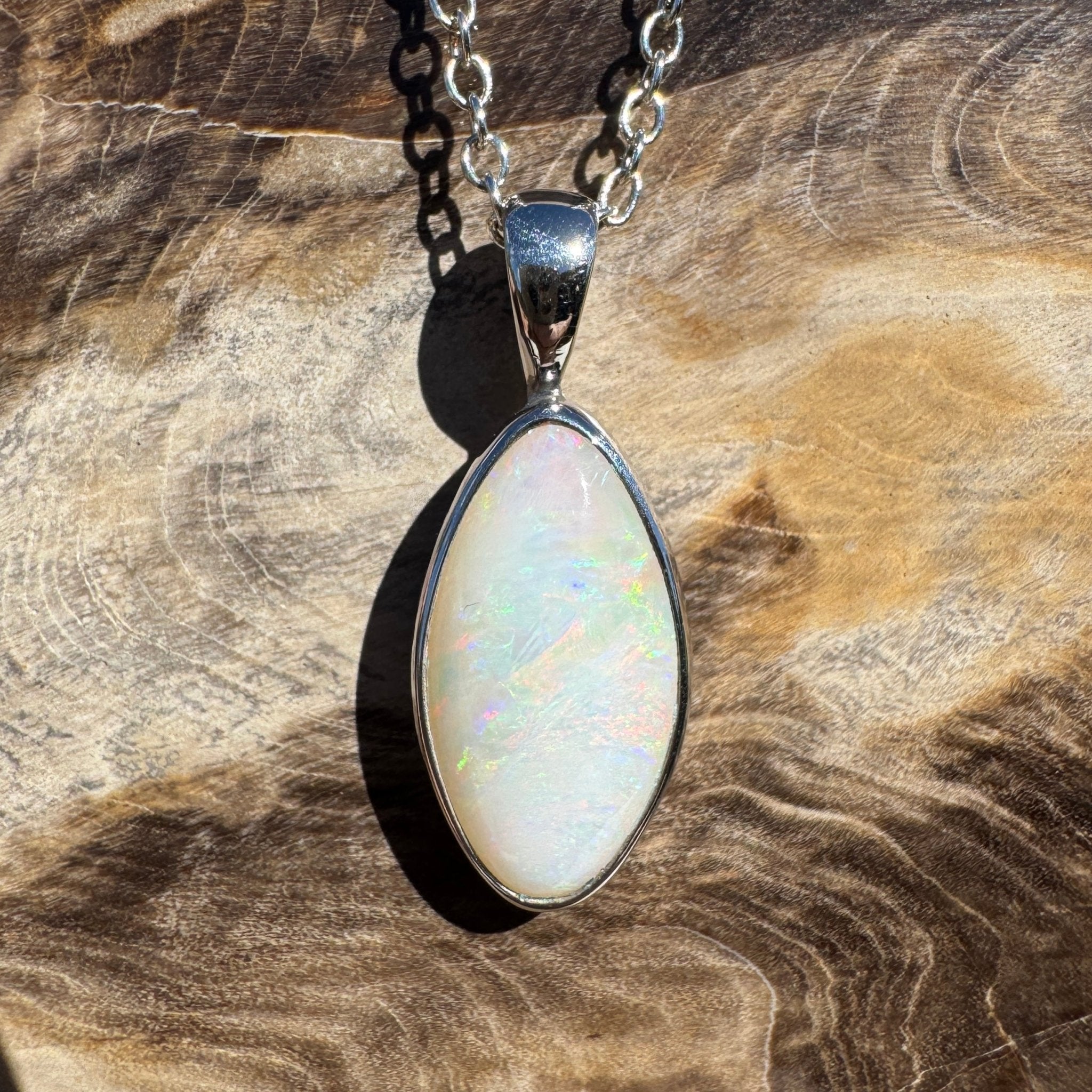 2ct Coober Pedy Opal Pendant Necklace ~ 'Sunshine Coast Spectrum' | 925 Sterling Silver | Solid Australian Opal