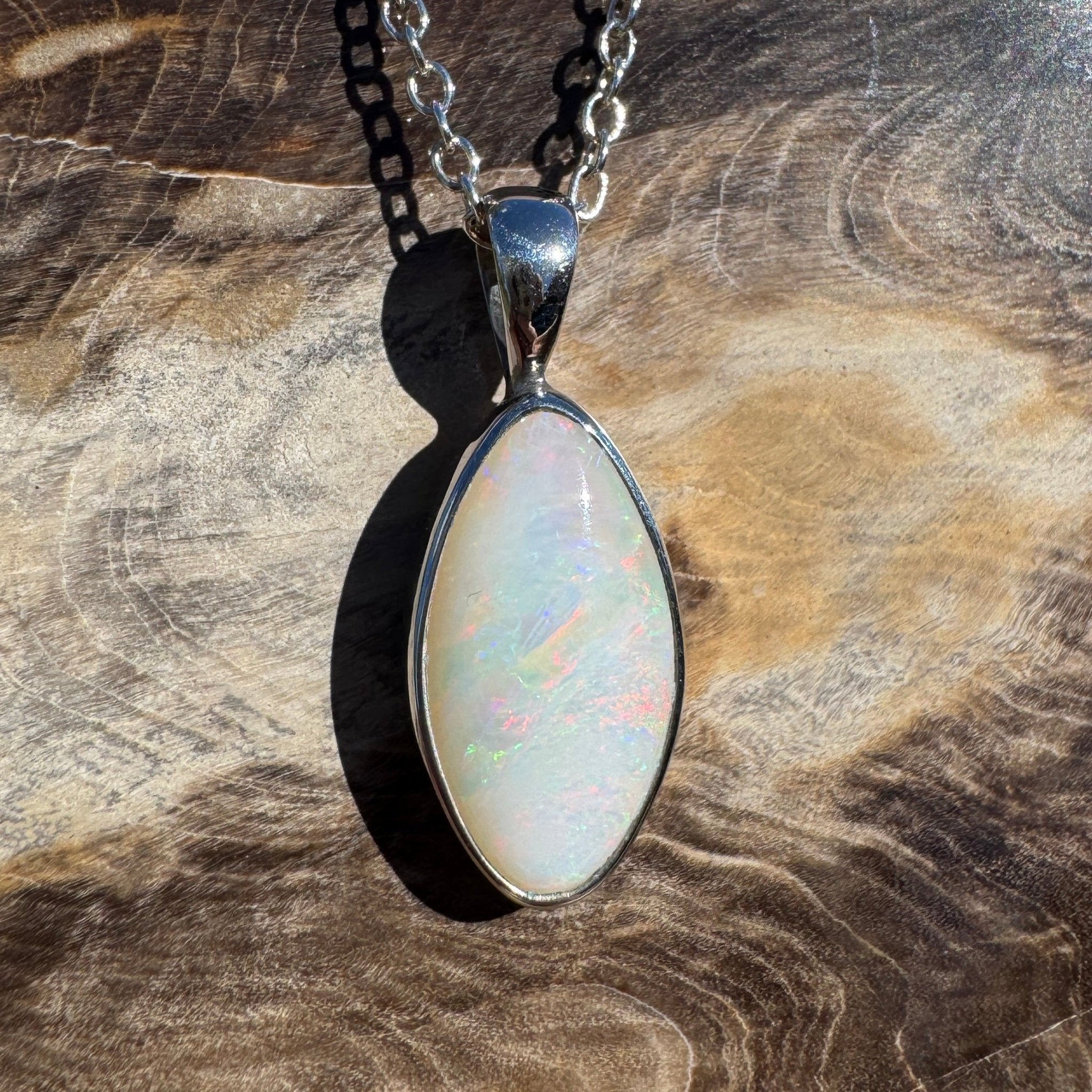 2ct Coober Pedy Opal Pendant Necklace ~ 'Sunshine Coast Spectrum' | 925 Sterling Silver | Solid Australian Opal