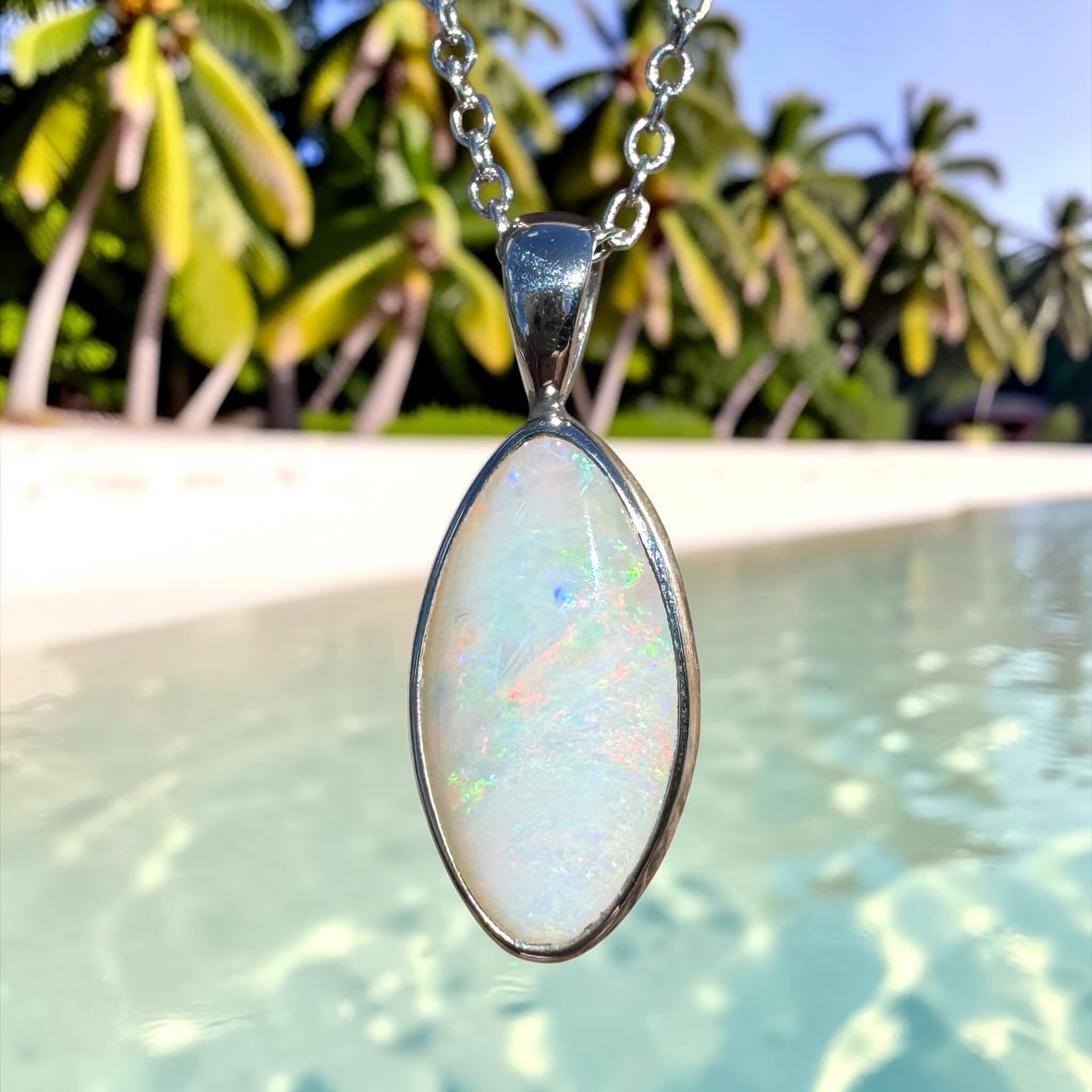 2ct Coober Pedy Opal Pendant Necklace ~ 'Sunshine Coast Spectrum' | 925 Sterling Silver | Solid Australian Opal