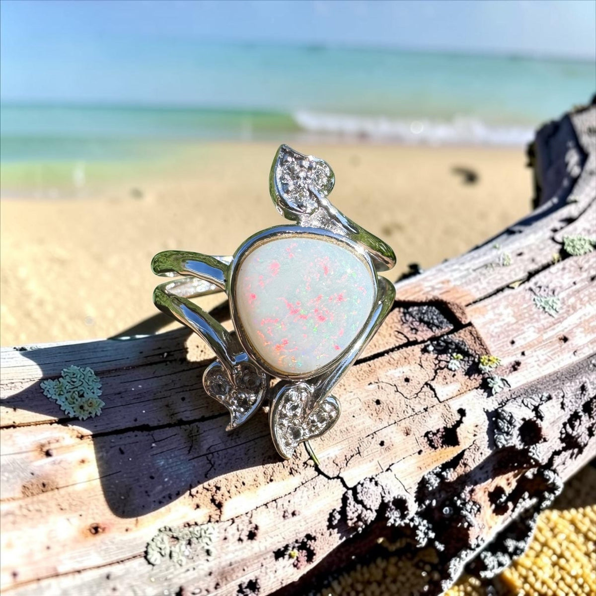 2ct Coober Pedy Opal Ring ~ 'Alice Springs Colour' | 925 Sterling Silver | Solid Australian Opal