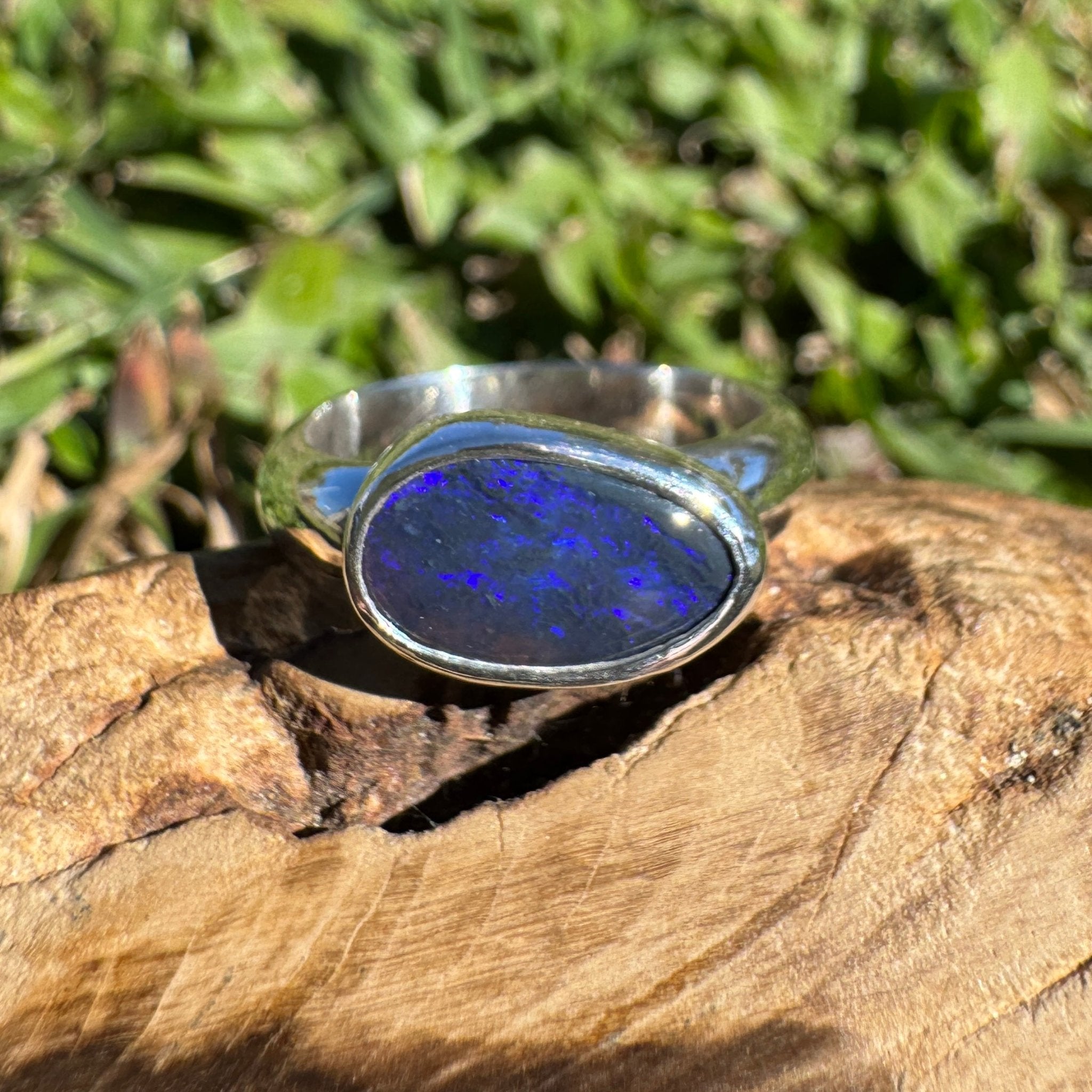 2ct Lightning Ridge Black Opal Ring ~ 'Freycinet Spectrum' | 925 Sterling Silver | Solid Australian Opal