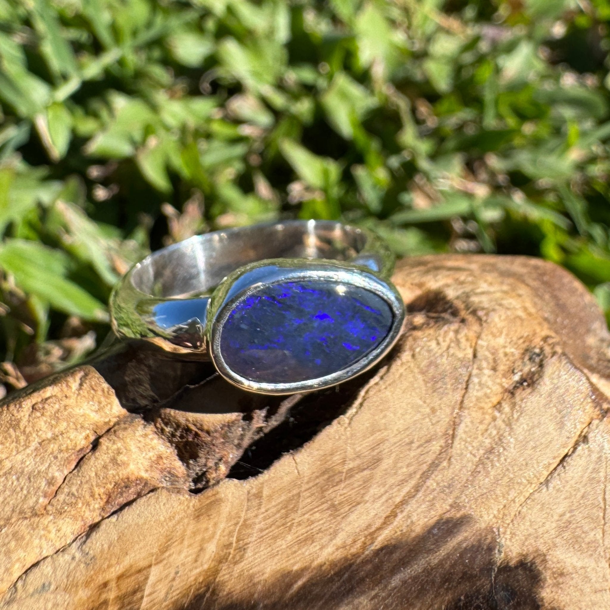2ct Lightning Ridge Black Opal Ring ~ 'Freycinet Spectrum' | 925 Sterling Silver | Solid Australian Opal