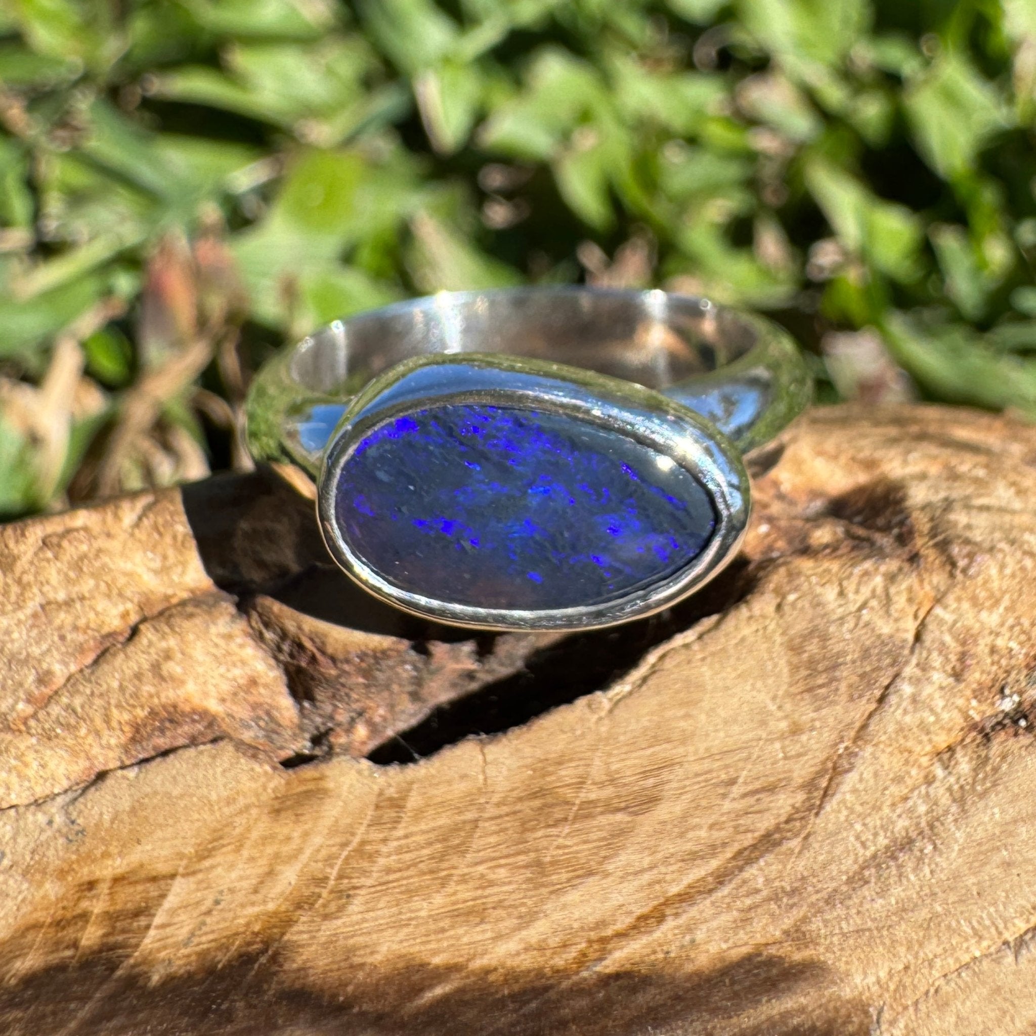 2ct Lightning Ridge Black Opal Ring ~ 'Freycinet Spectrum' | 925 Sterling Silver | Solid Australian Opal