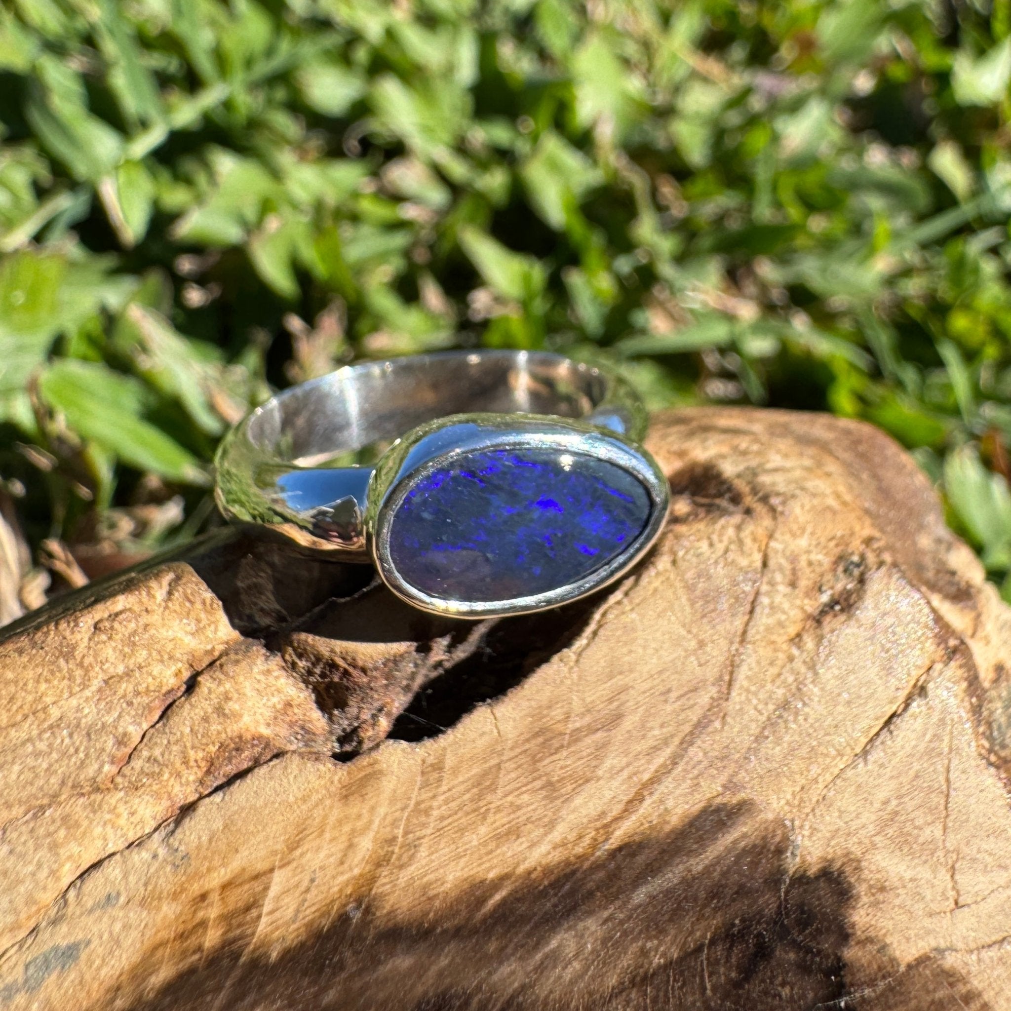 2ct Lightning Ridge Black Opal Ring ~ 'Freycinet Spectrum' | 925 Sterling Silver | Solid Australian Opal