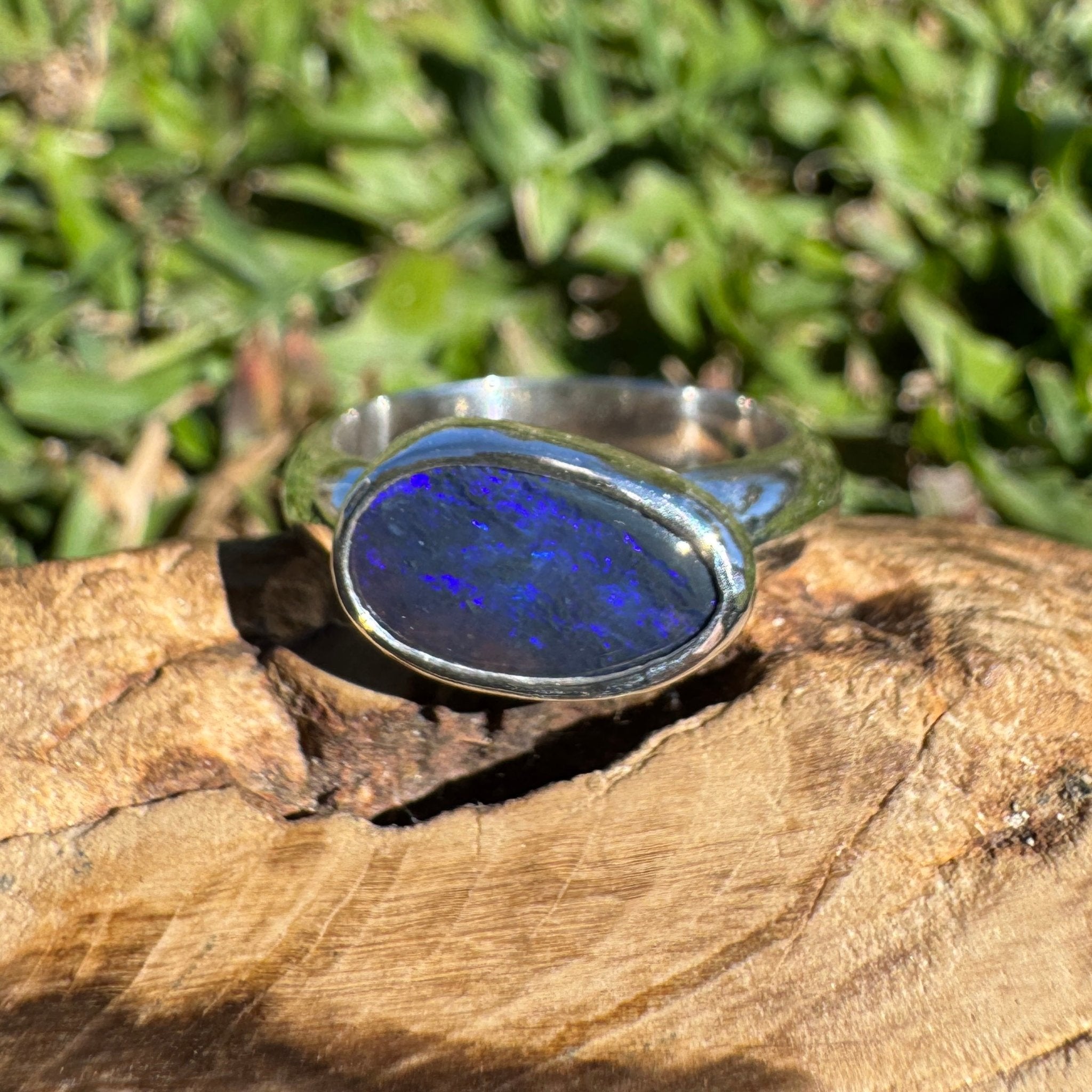 2ct Lightning Ridge Black Opal Ring ~ 'Freycinet Spectrum' | 925 Sterling Silver | Solid Australian Opal