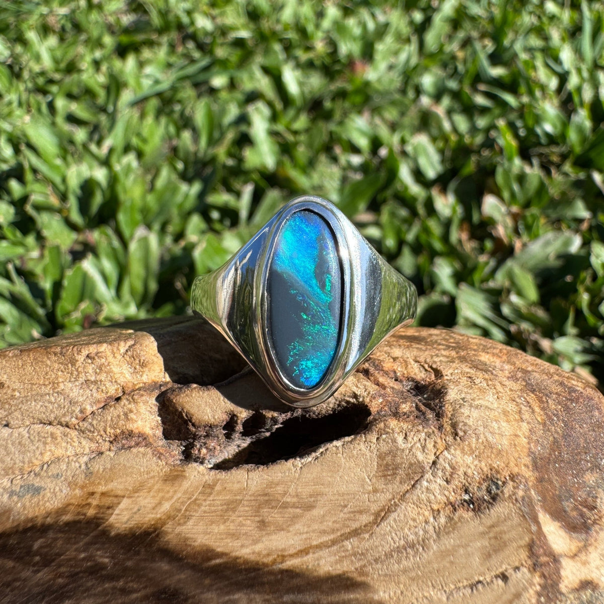 2ct Lightning Ridge Black Opal Ring ~ 'Mount Field Midnight' | 925 Sterling Silver | Solid Australian Opal