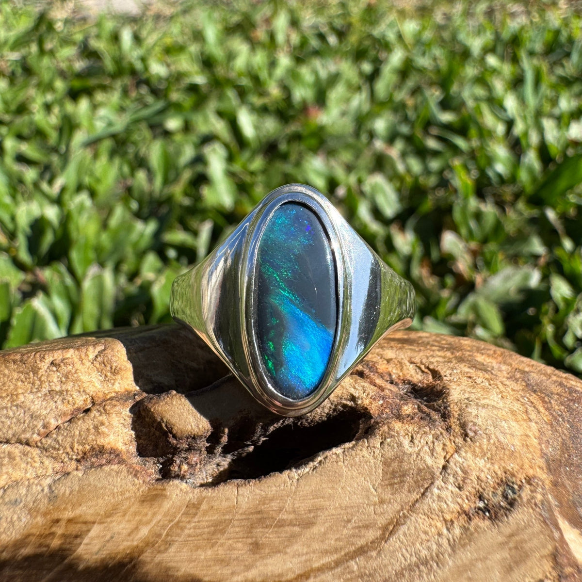 2ct Lightning Ridge Black Opal Ring ~ 'Mount Field Midnight' | 925 Sterling Silver | Solid Australian Opal