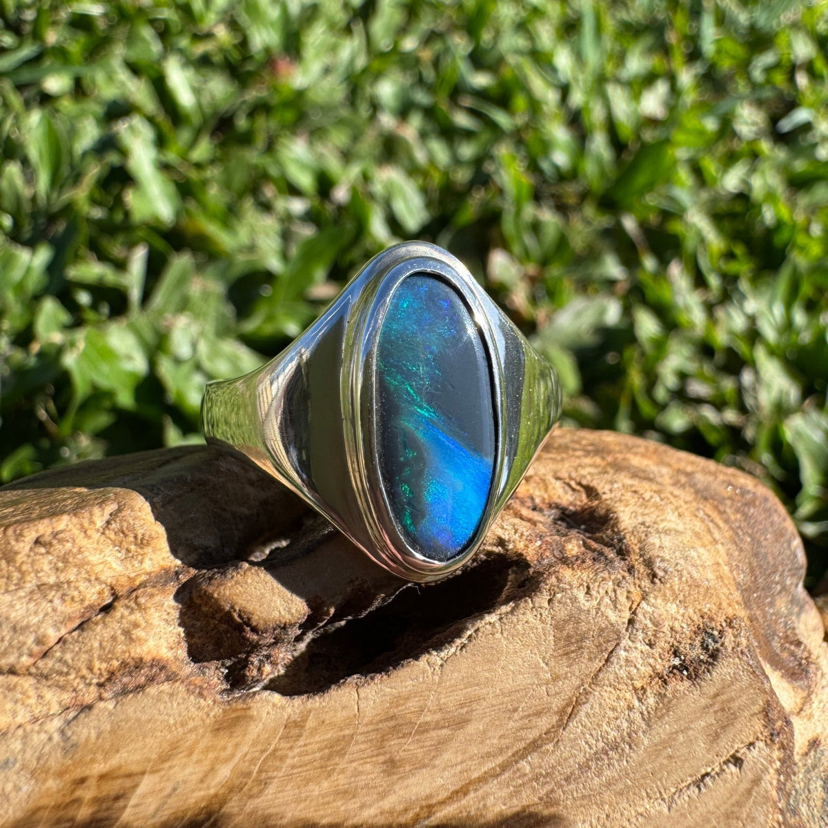 2ct Lightning Ridge Black Opal Ring ~ 'Mount Field Midnight' | 925 Sterling Silver | Solid Australian Opal