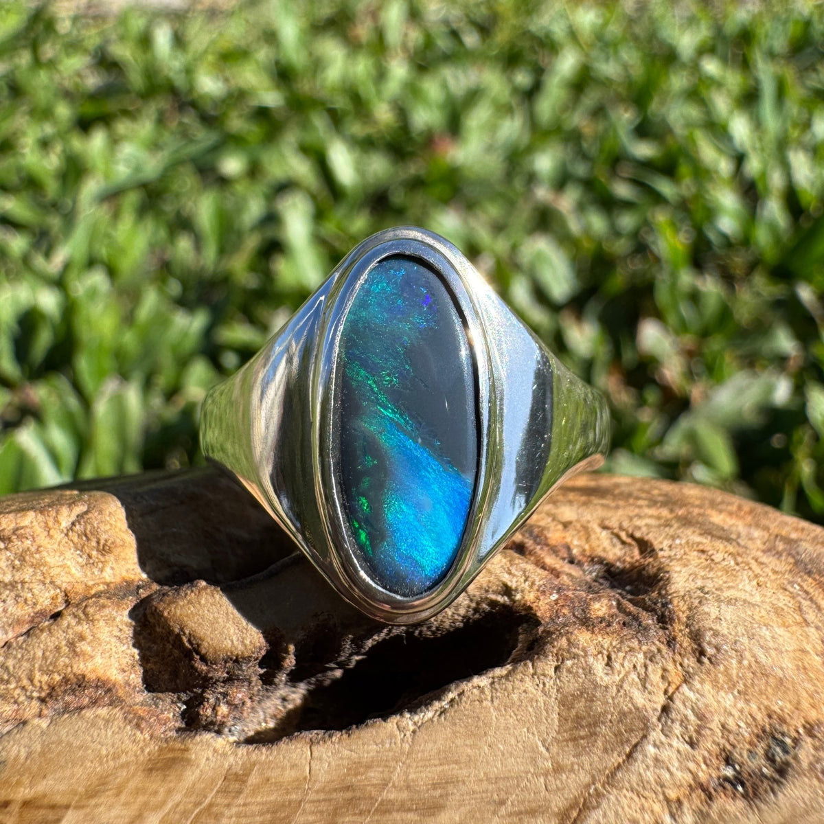 2ct Lightning Ridge Black Opal Ring ~ 'Mount Field Midnight' | 925 Sterling Silver | Solid Australian Opal