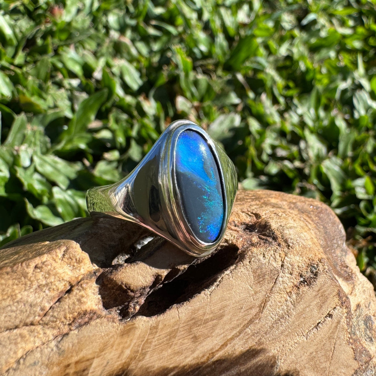 2ct Lightning Ridge Black Opal Ring ~ 'Mount Field Midnight' | 925 Sterling Silver | Solid Australian Opal