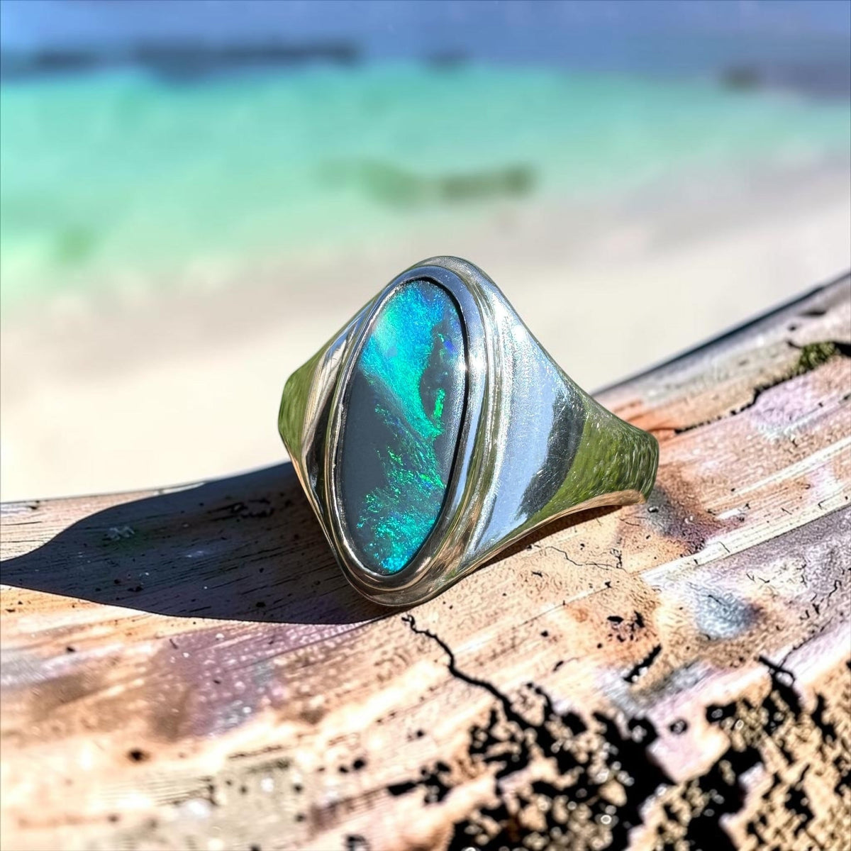 2ct Lightning Ridge Black Opal Ring ~ 'Mount Field Midnight' | 925 Sterling Silver | Solid Australian Opal
