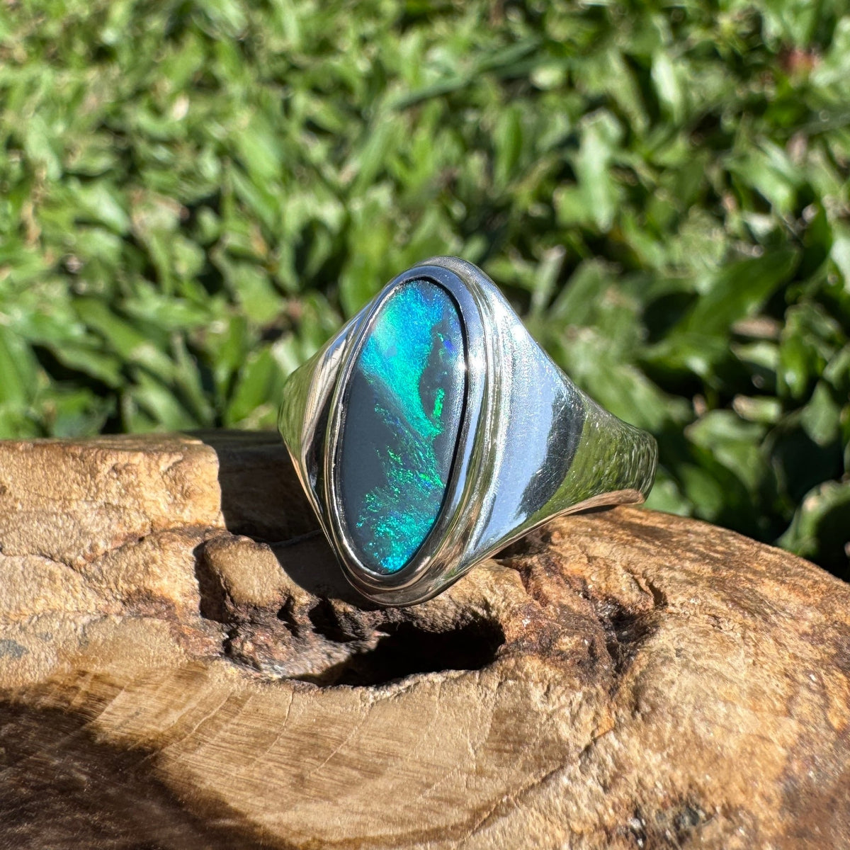 2ct Lightning Ridge Black Opal Ring ~ 'Mount Field Midnight' | 925 Sterling Silver | Solid Australian Opal