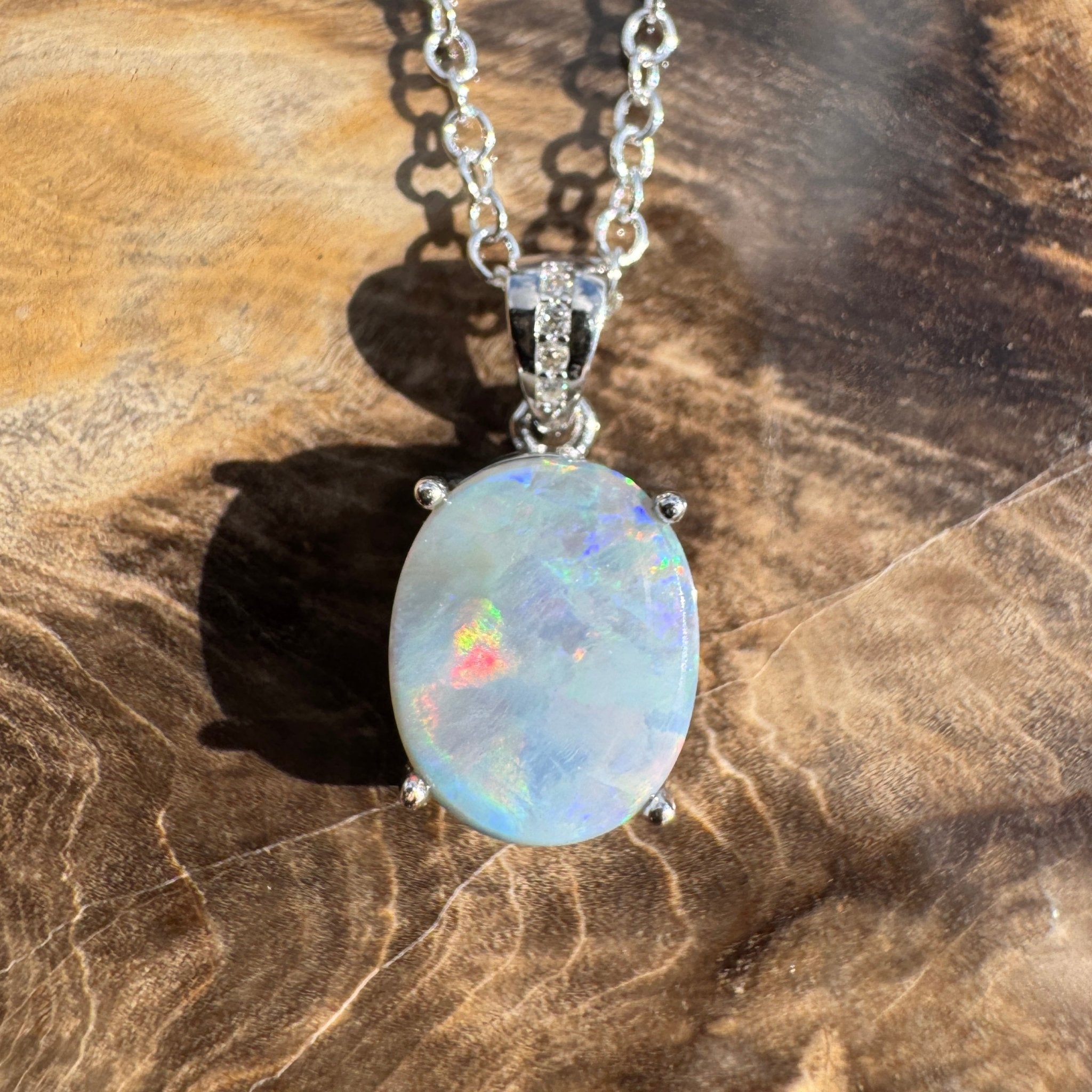 2ct Lightning Ridge Opal Pendant Necklace ~ 'Desert Prism' | 925 Sterling Silver | Solid Australian Opal