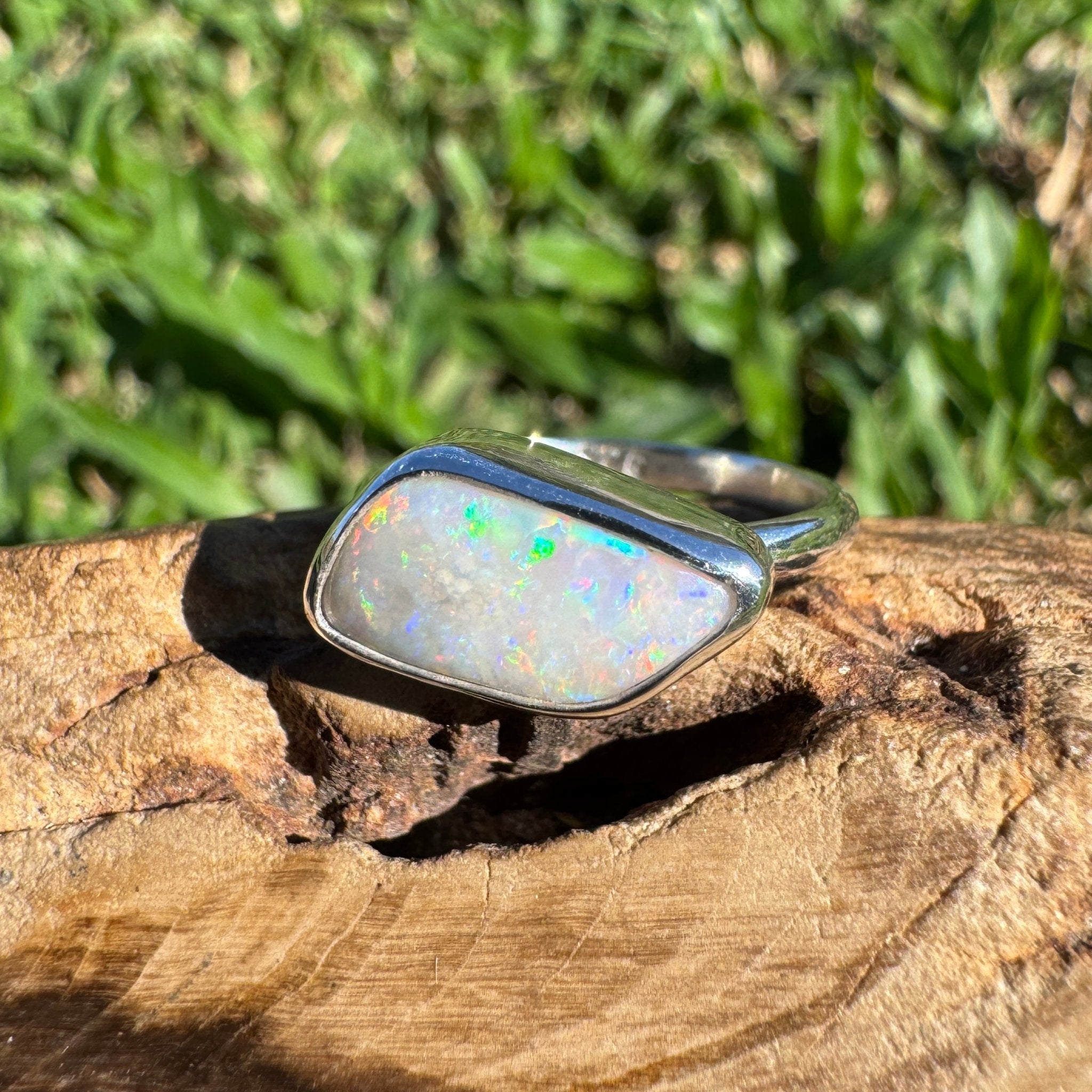 2ct Mintabie Opal Ring ~ 'Hyams Whisper' | Solid Australian Opal | 925 Sterling Silver