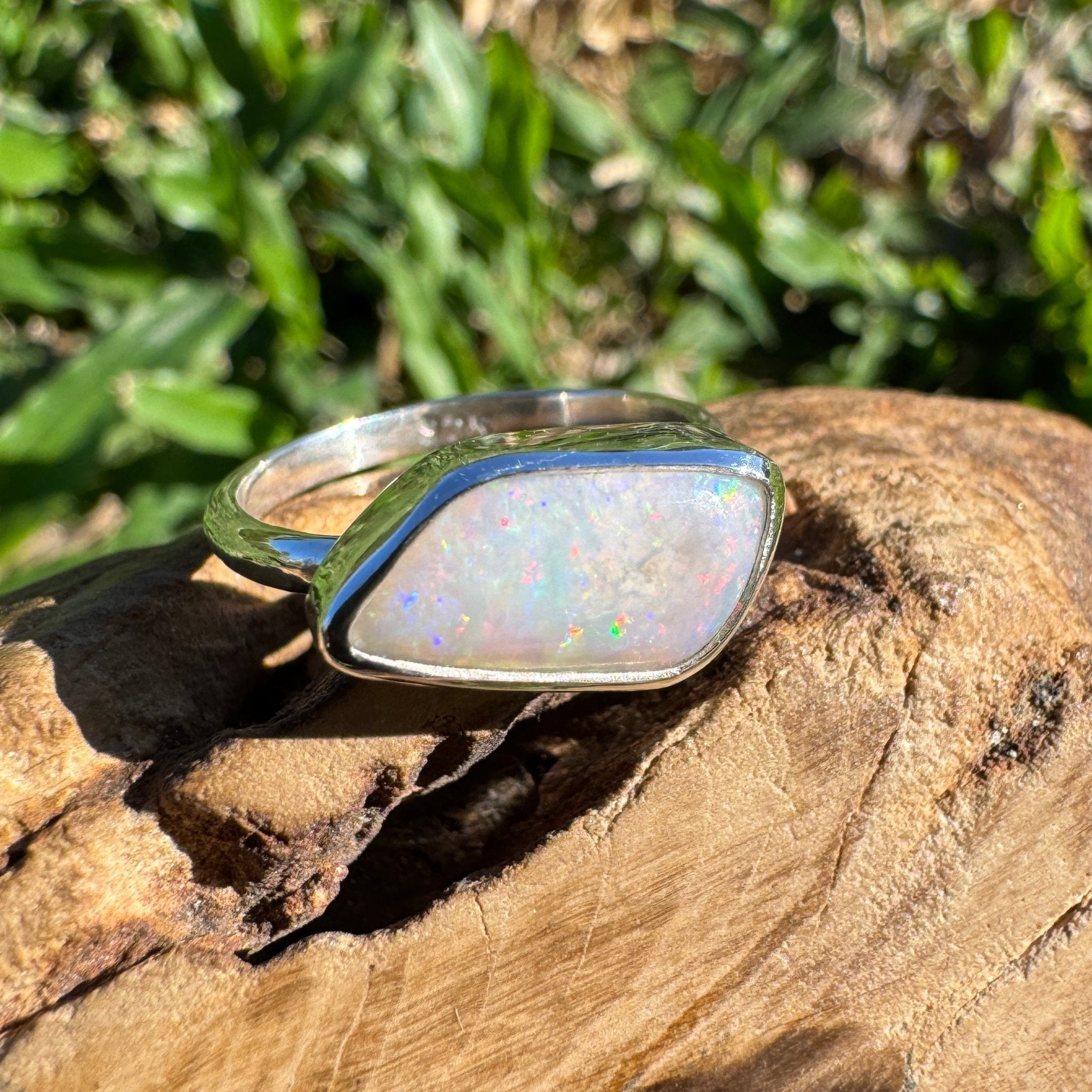 2ct Mintabie Opal Ring ~ 'Hyams Whisper' | Solid Australian Opal | 925 Sterling Silver
