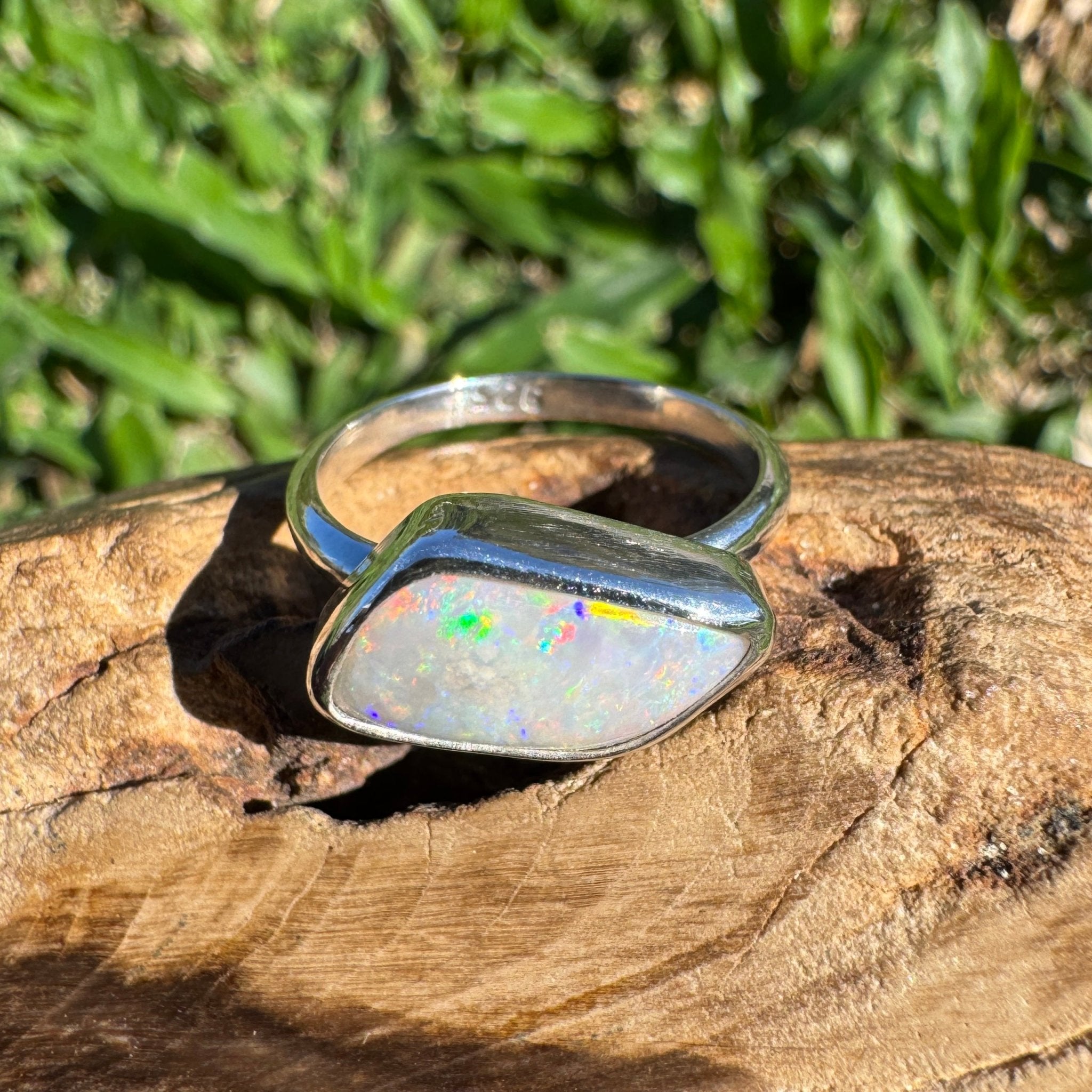 2ct Mintabie Opal Ring ~ 'Hyams Whisper' | Solid Australian Opal | 925 Sterling Silver