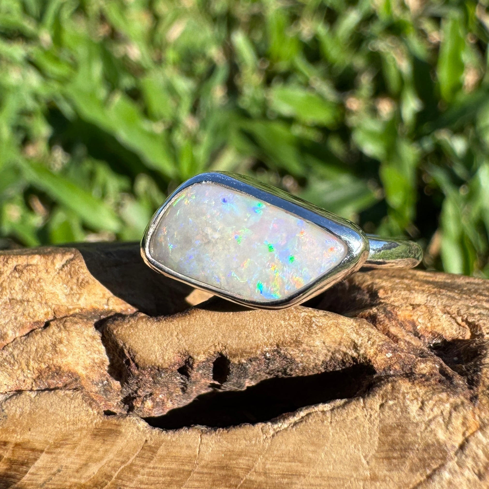 2ct Mintabie Opal Ring ~ 'Hyams Whisper' | Solid Australian Opal | 925 Sterling Silver