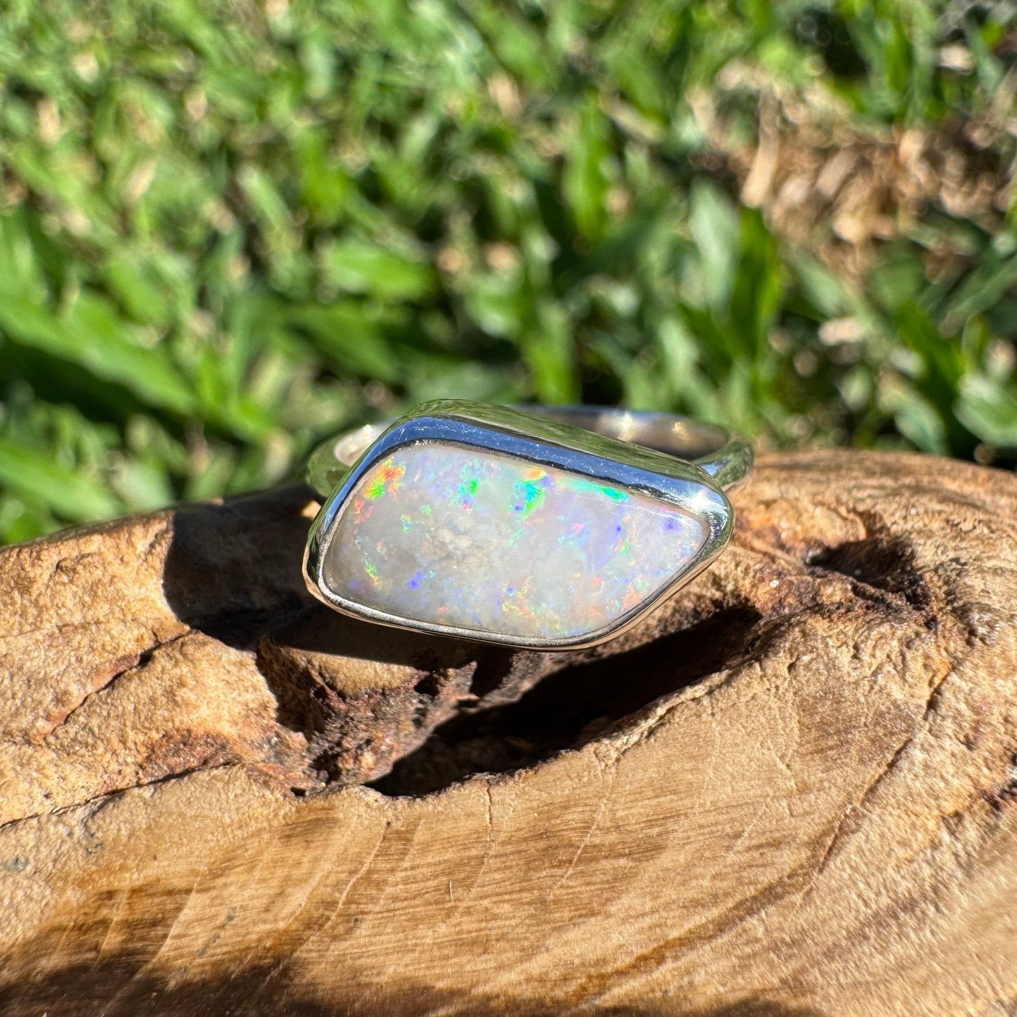 2ct Mintabie Opal Ring ~ 'Hyams Whisper' | Solid Australian Opal | 925 Sterling Silver