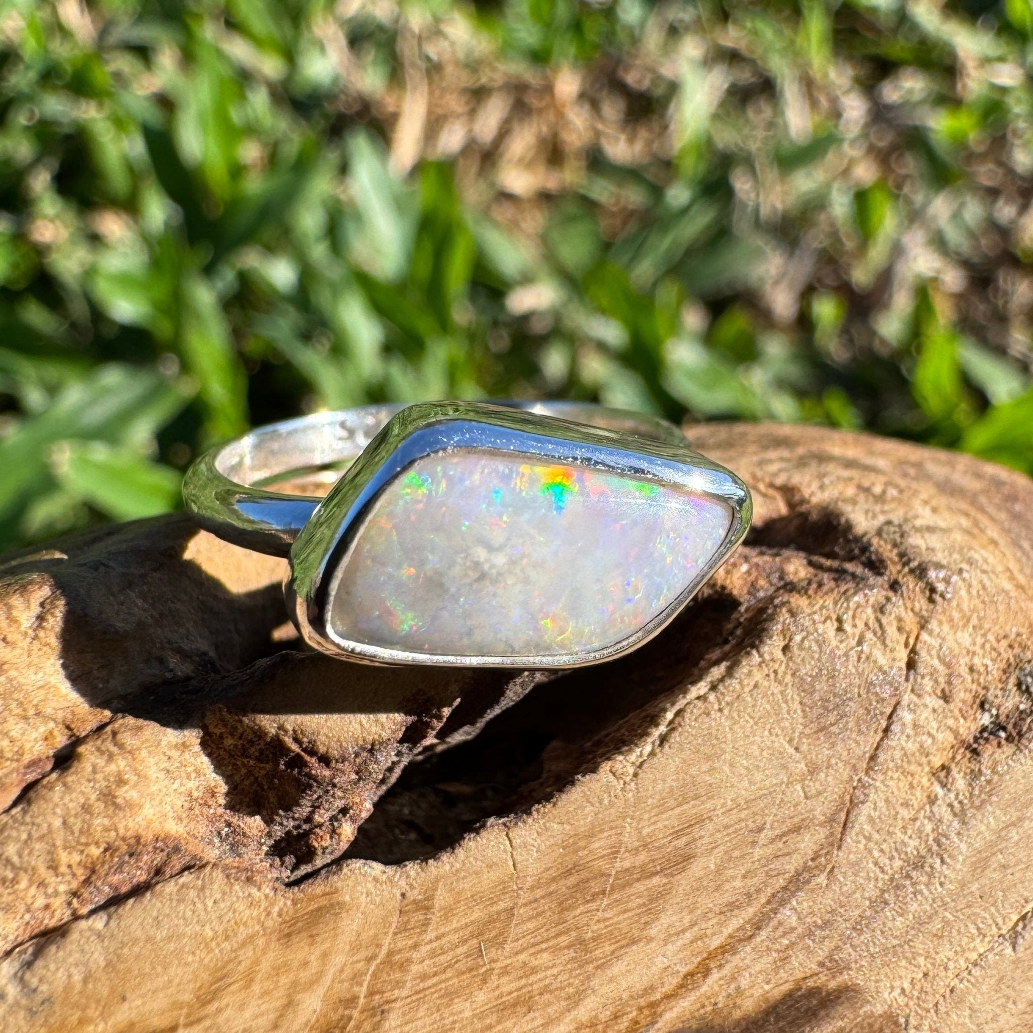 2ct Mintabie Opal Ring ~ 'Hyams Whisper' | Solid Australian Opal | 925 Sterling Silver