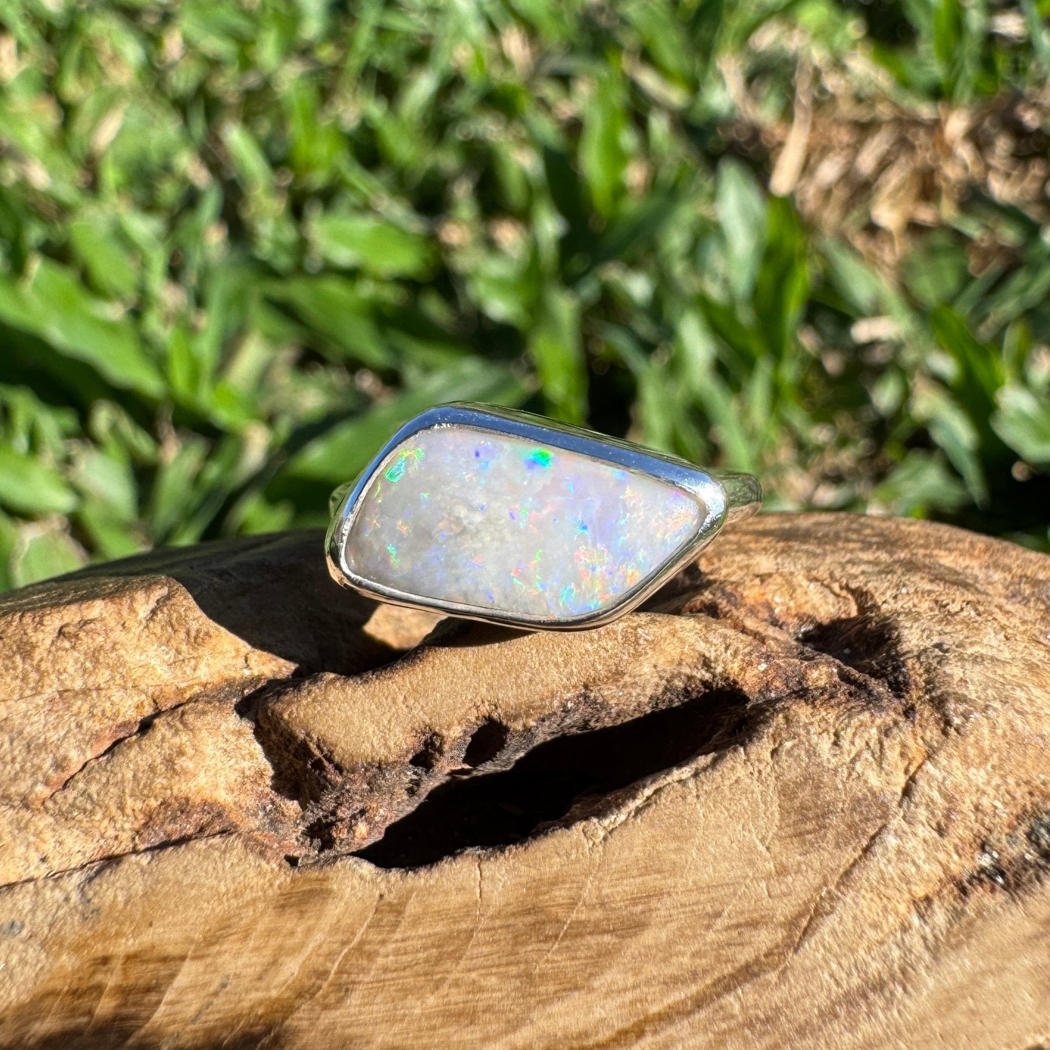 2ct Mintabie Opal Ring ~ 'Hyams Whisper' | Solid Australian Opal | 925 Sterling Silver