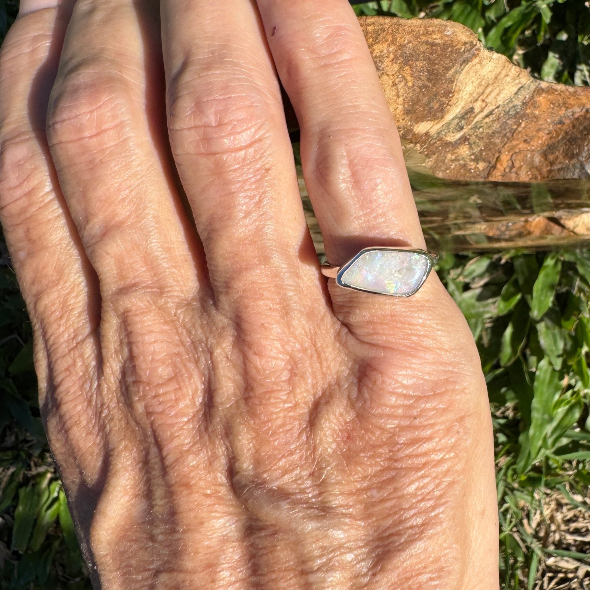 2ct Mintabie Opal Ring ~ 'Hyams Whisper' | Solid Australian Opal | 925 Sterling Silver