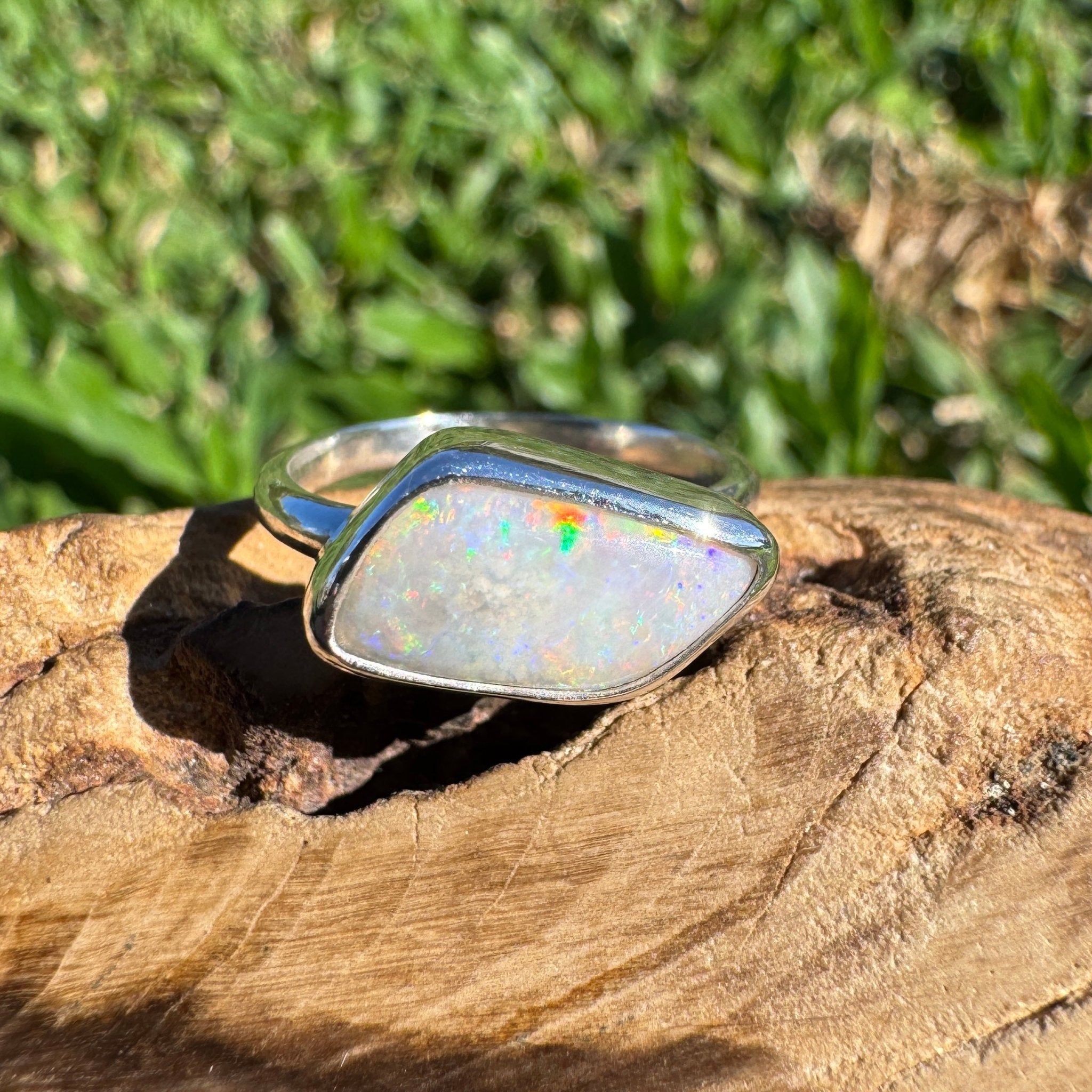 2ct Mintabie Opal Ring ~ 'Hyams Whisper' | Solid Australian Opal | 925 Sterling Silver