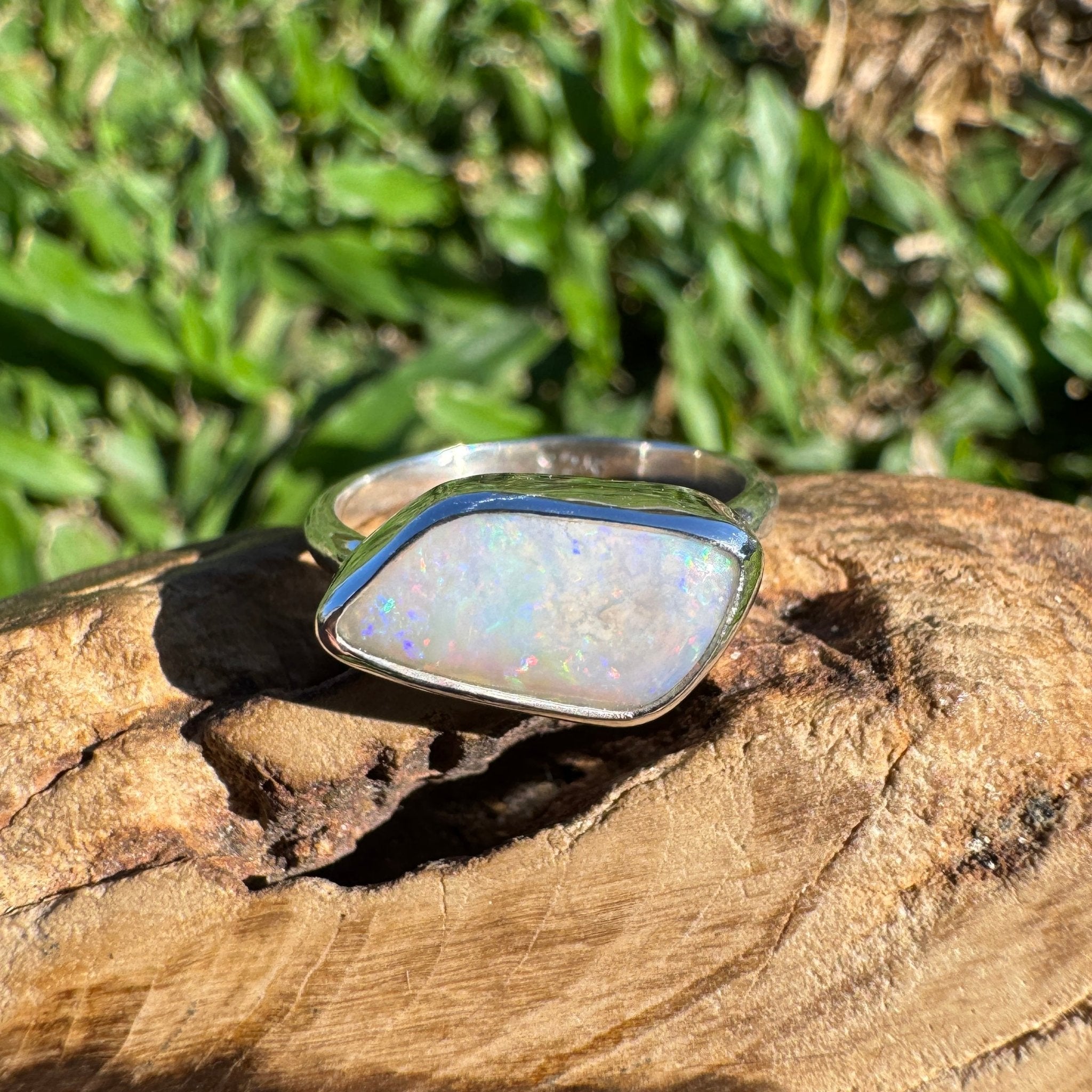 2ct Mintabie Opal Ring ~ 'Hyams Whisper' | Solid Australian Opal | 925 Sterling Silver