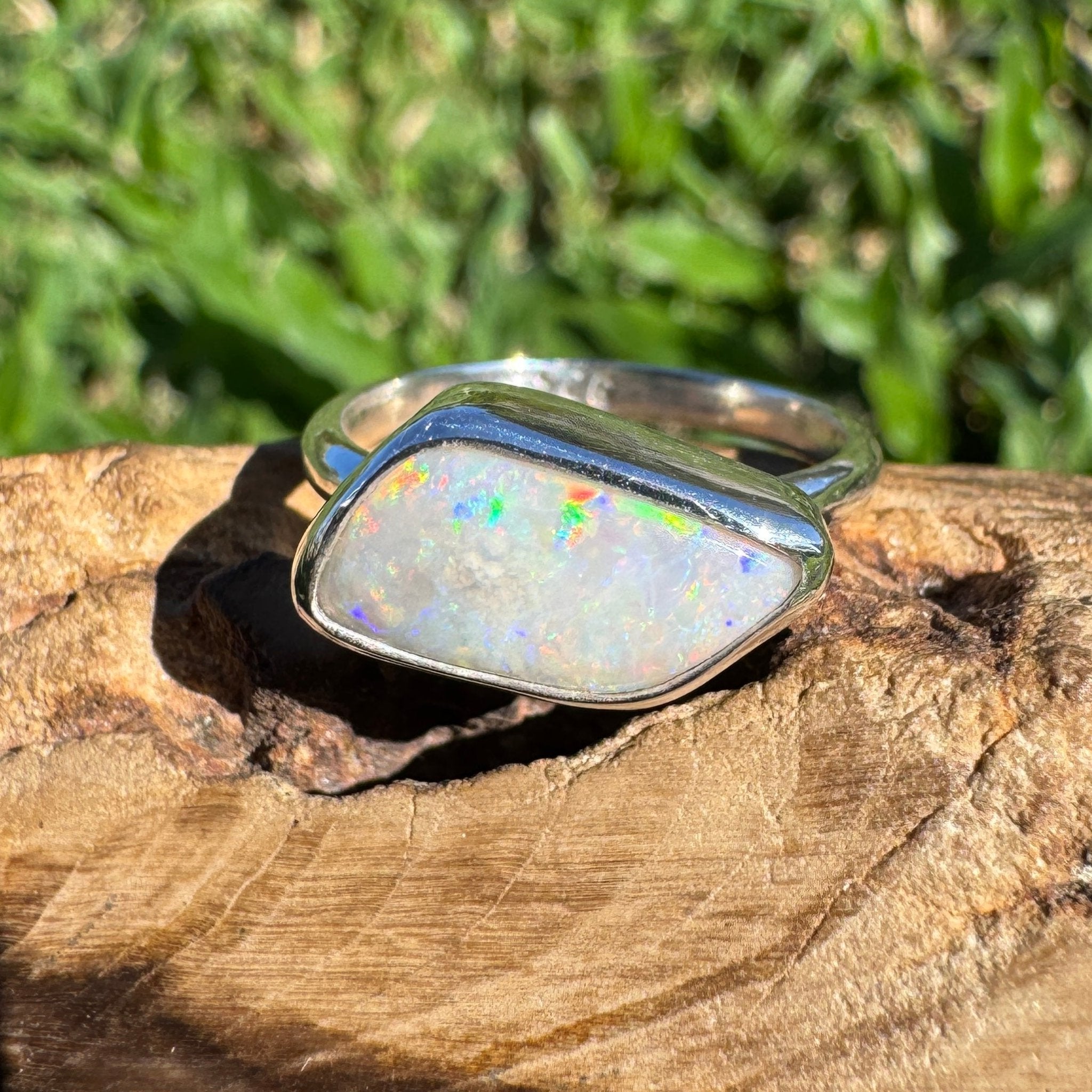 2ct Mintabie Opal Ring ~ 'Hyams Whisper' | Solid Australian Opal | 925 Sterling Silver