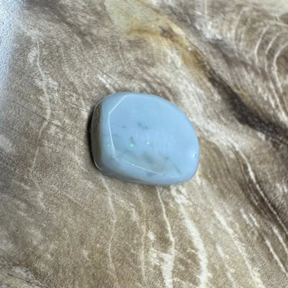 Smooth light blue opal cabochon from 3.2carat Hand-Cut Solid Lightning Ridge Semi Black Opal
