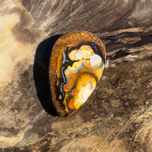 Iridescent teardrop-shaped Boulder Opal from 3.5 Carats Hand-Cut Solid Boulder Opal collection