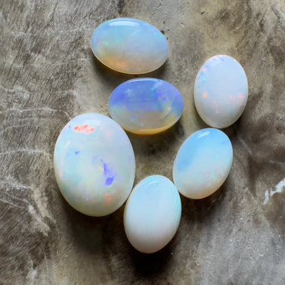 Iridescent opal gemstones.