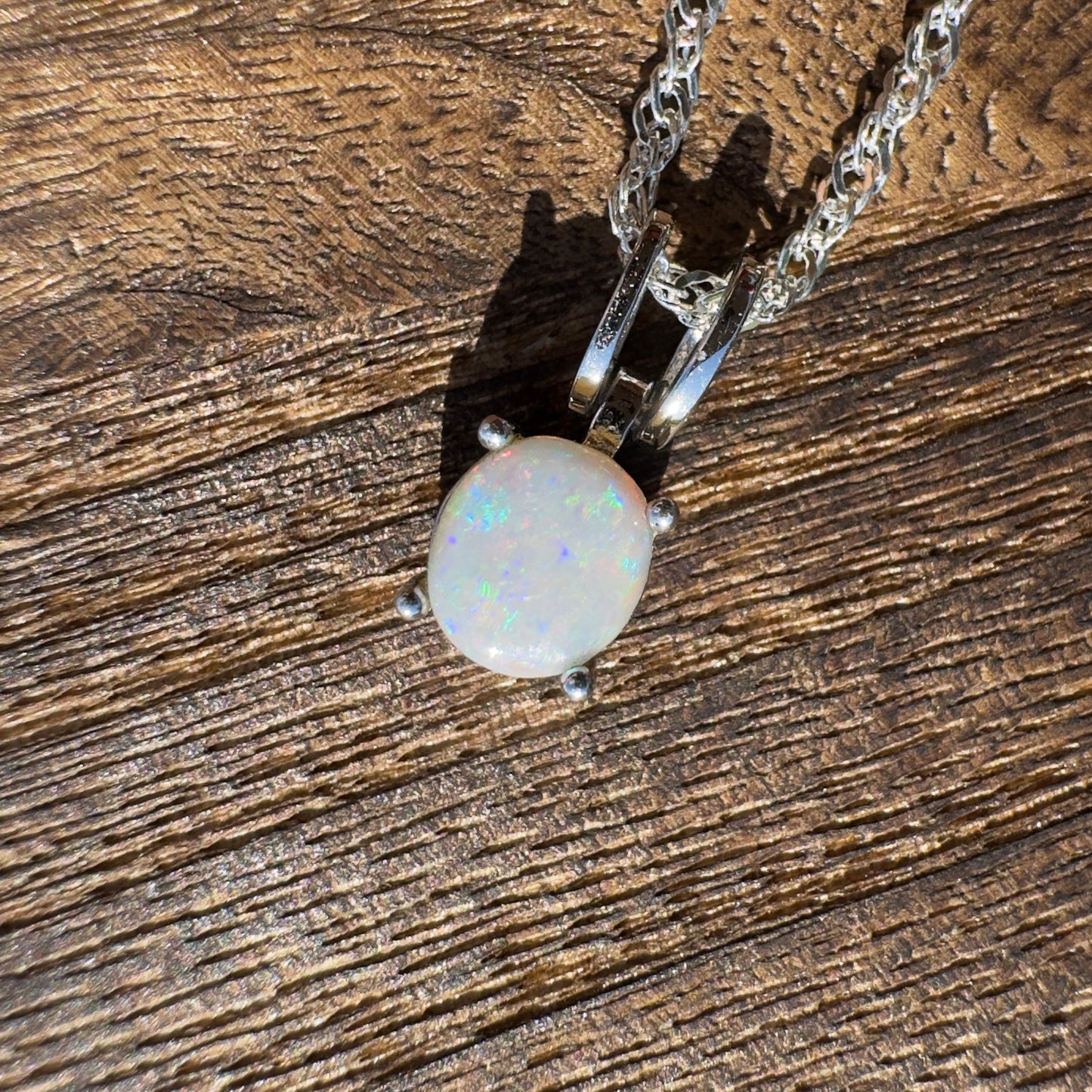 'Dreamtime Spirit' ~ Handcrafted 0.8ct Solid Lightning Ridge Opal Sterling Silver Pendant Necklace - Iona Opal Australia