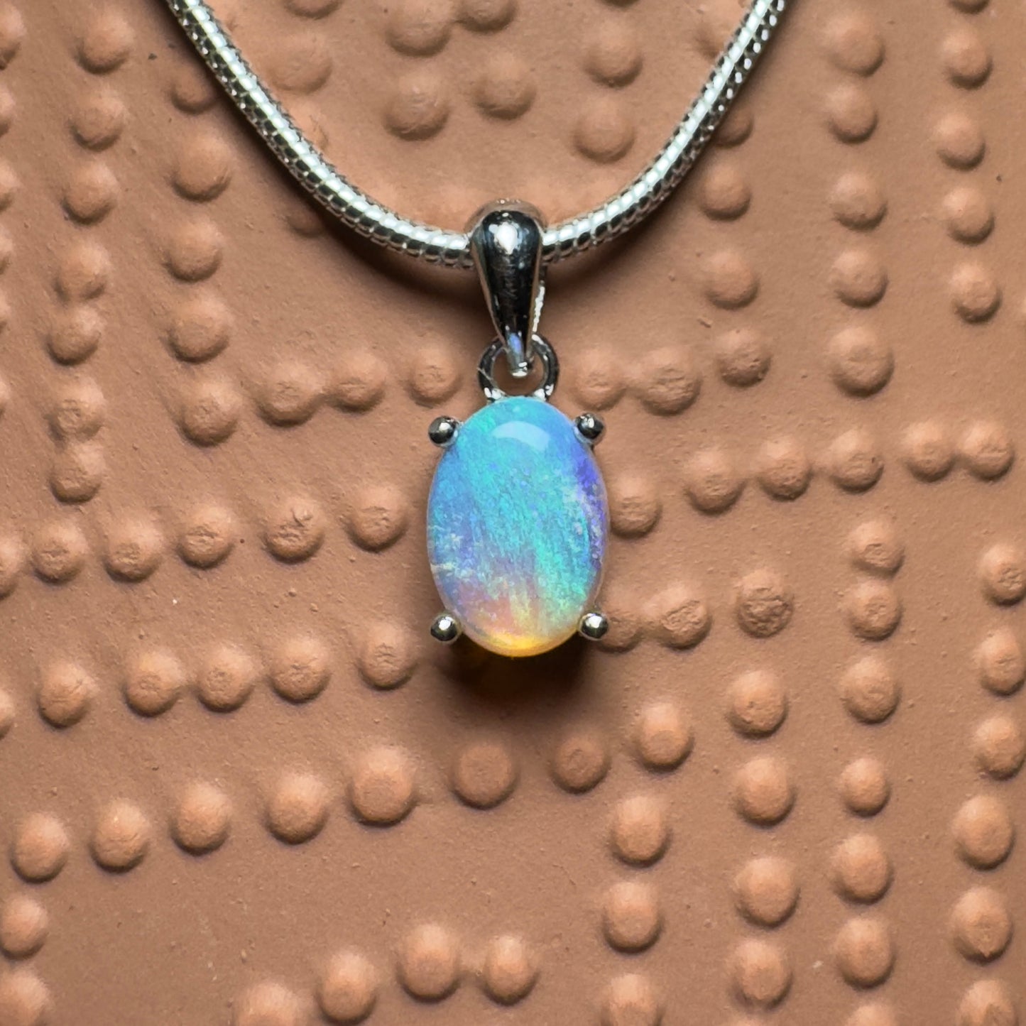 'Blue Ocean' ~ Handcrafted 0.8ct Solid Lightning Ridge Opal Sterling Silver Pendant Necklace