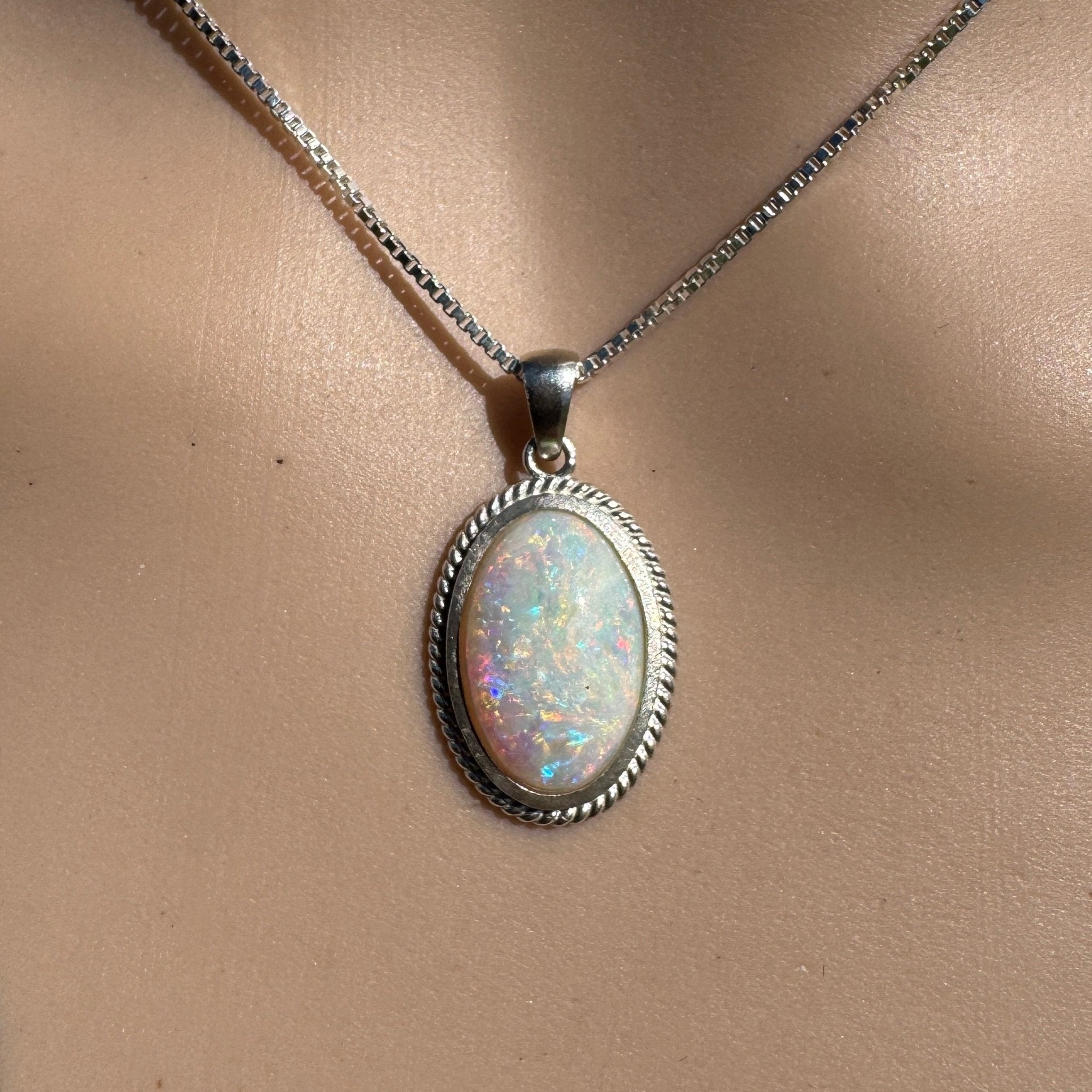3.2ct Coober Pedy Opal Pendant Necklace ~ 'Broome Sunset Blaze' | 925 Sterling Silver | Solid Australian Opal