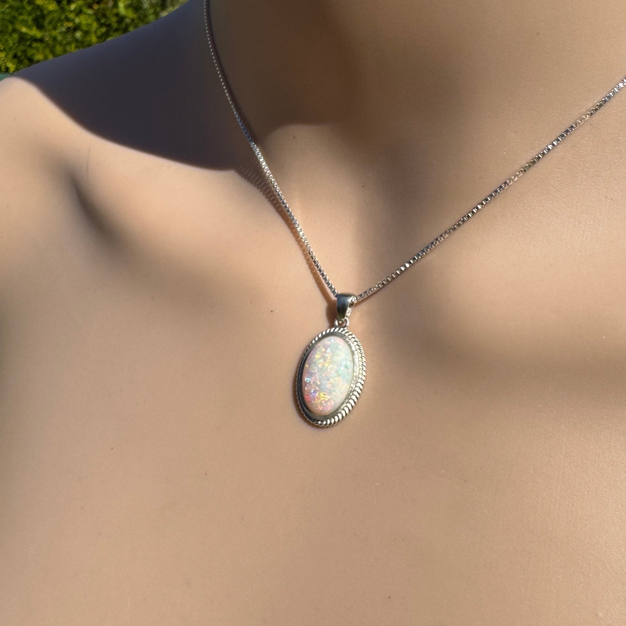 3.2ct Coober Pedy Opal Pendant Necklace ~ 'Broome Sunset Blaze' | 925 Sterling Silver | Solid Australian Opal