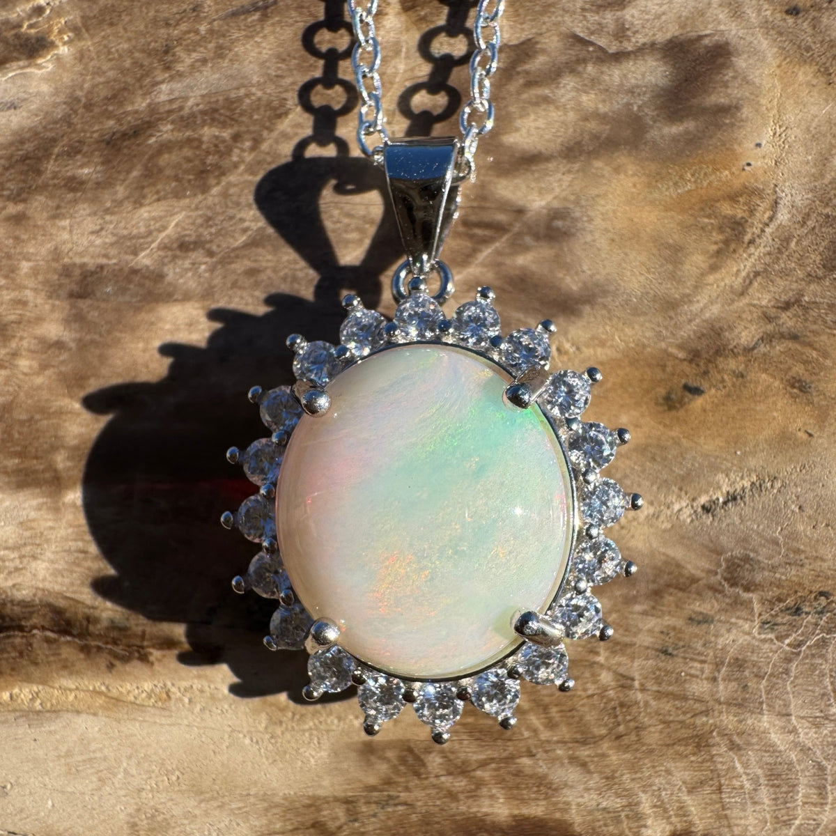 3.2ct Coober Pedy Opal Pendant Necklace ~ 'Stirling Range Glow' | 925 Sterling Silver | Solid Australian Opal