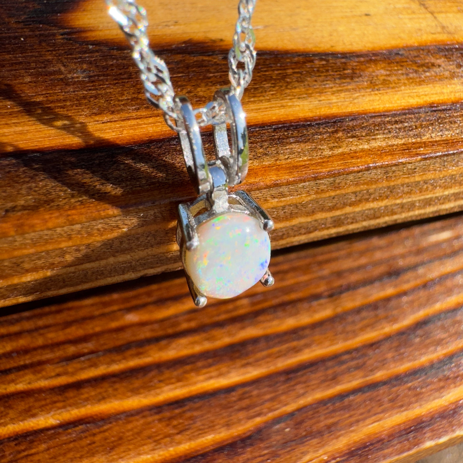 'Dreamtime Spirit' ~ Handcrafted 0.8ct Solid Lightning Ridge Opal Sterling Silver Pendant Necklace - Iona Opal Australia