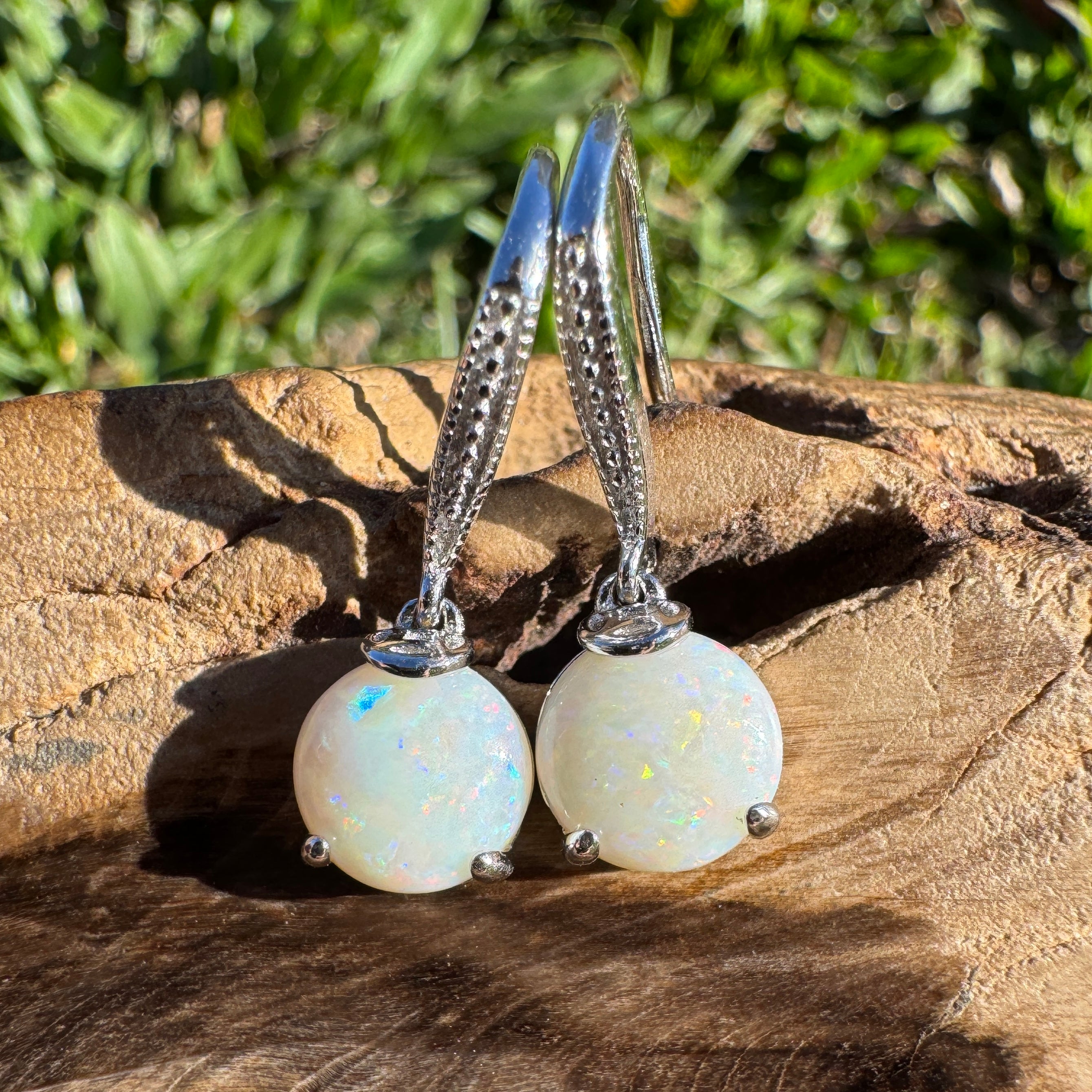 2.6ct Coober Pedy Opal Earrings ~ 'Coffs Twin Drops' | 925 Sterling Silver | Solid Australian Opal