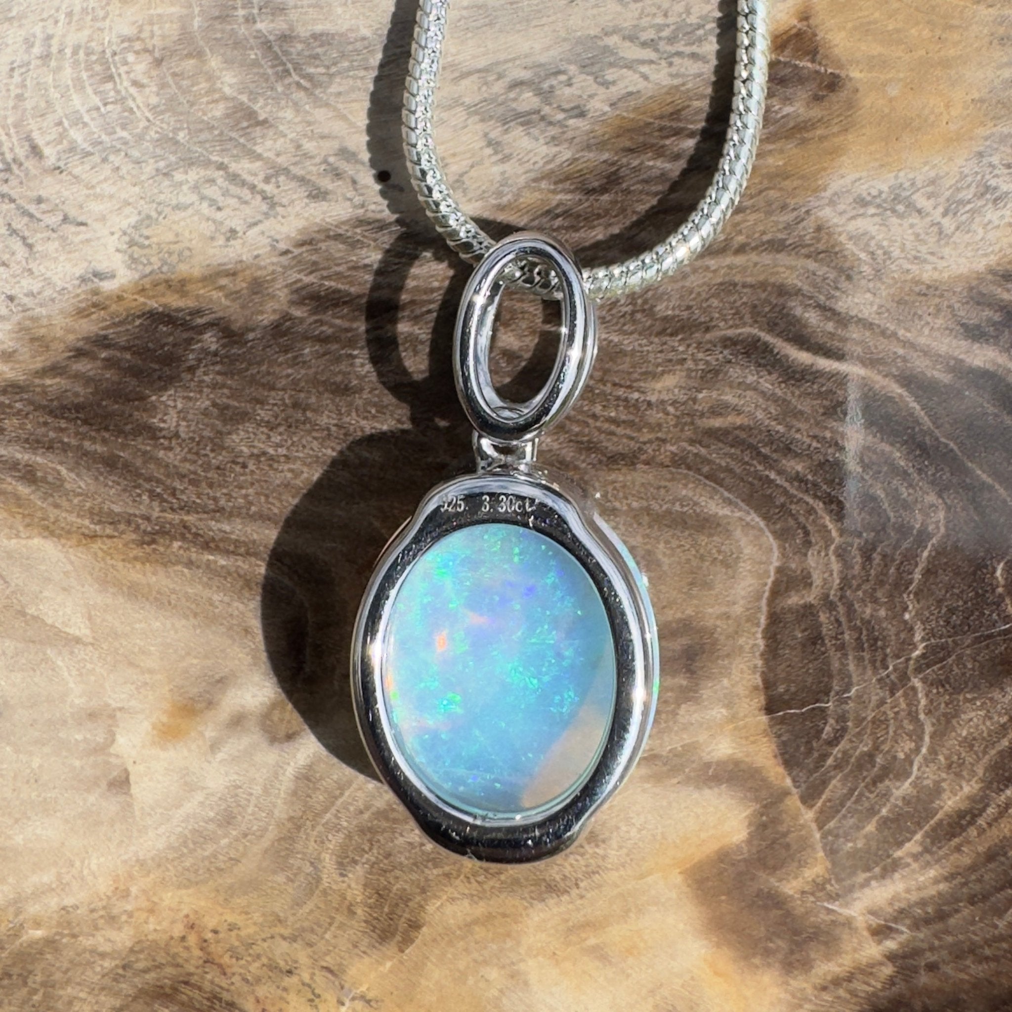 3.3ct Coober Pedy Crystal Opal Pendant Necklace ~ 'Hinchinbrook Veil' | 925 Sterling Silver | Solid Australian Opal