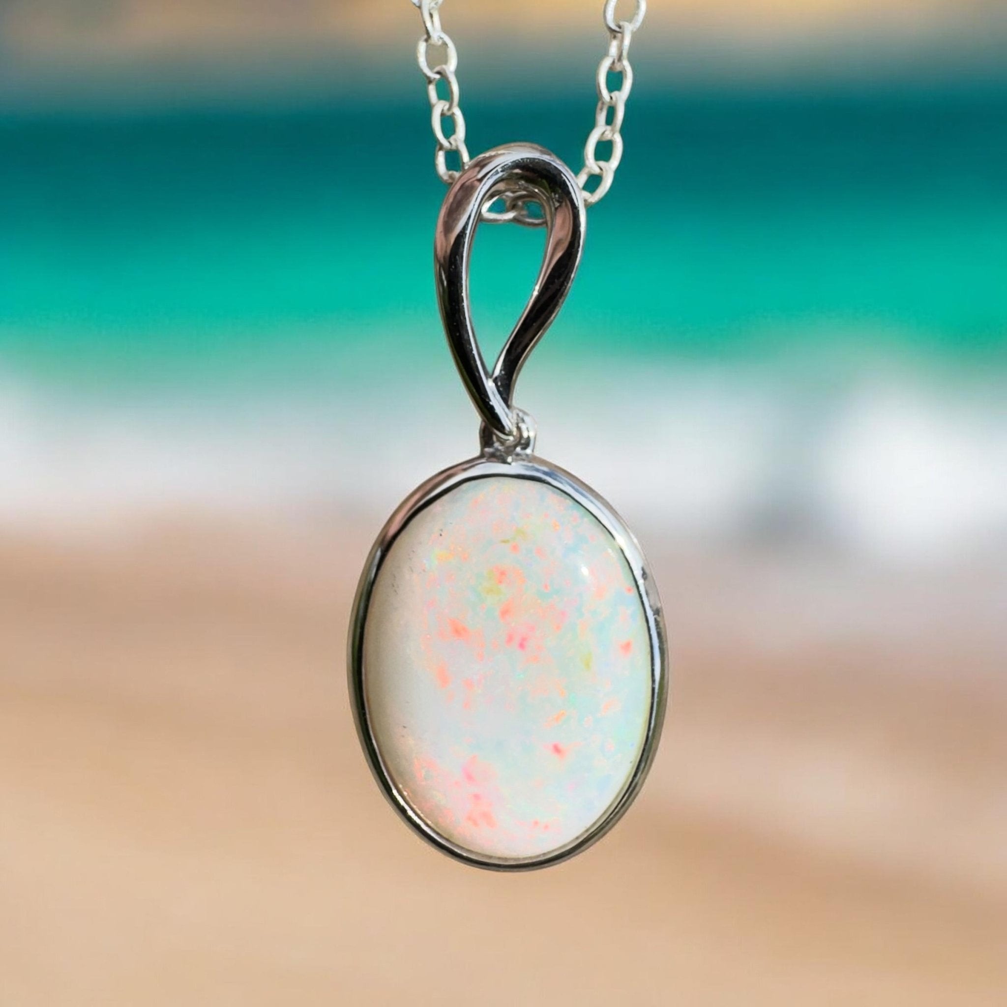 3.3ct Coober Pedy Opal Pendant Necklace ~ 'Chambers Gorge Ember' | 925 Sterling Silver | Solid Australian Opal