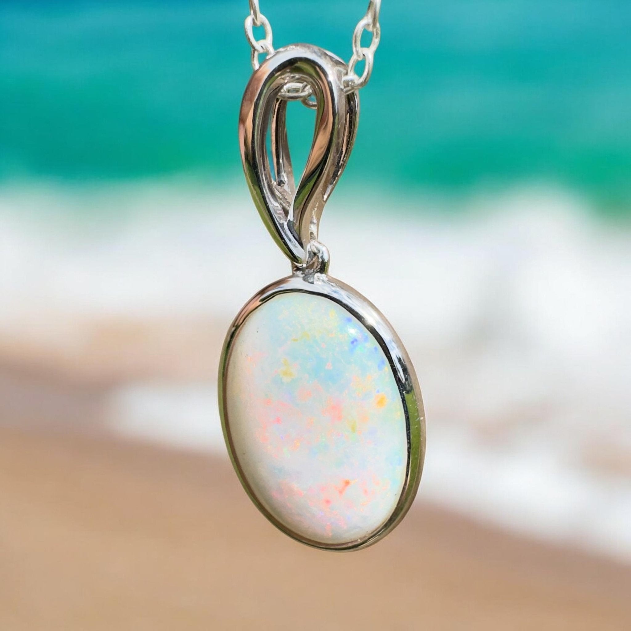 3.3ct Coober Pedy Opal Pendant Necklace ~ 'Chambers Gorge Ember' | 925 Sterling Silver | Solid Australian Opal
